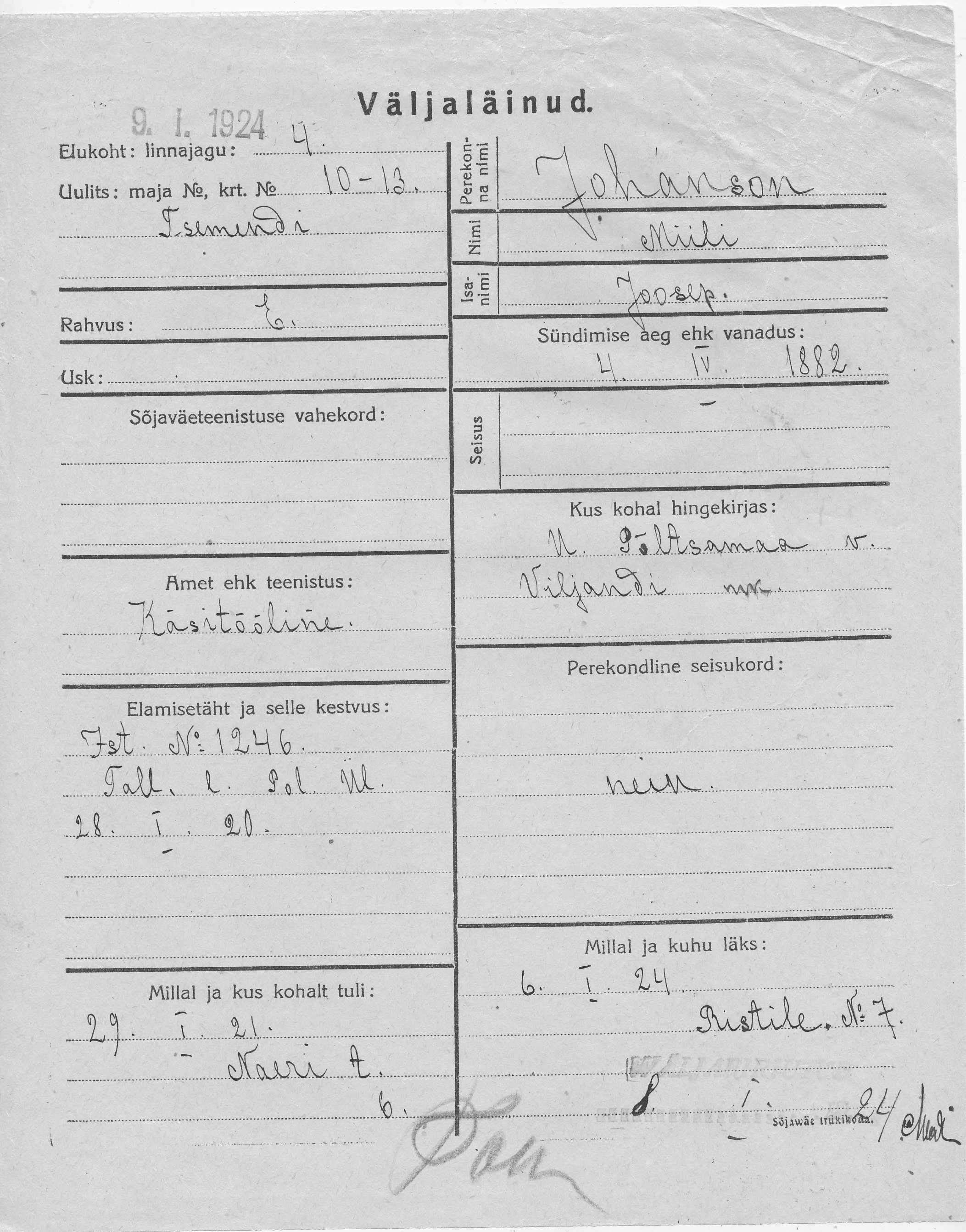 Johanson, Miili, Joosep