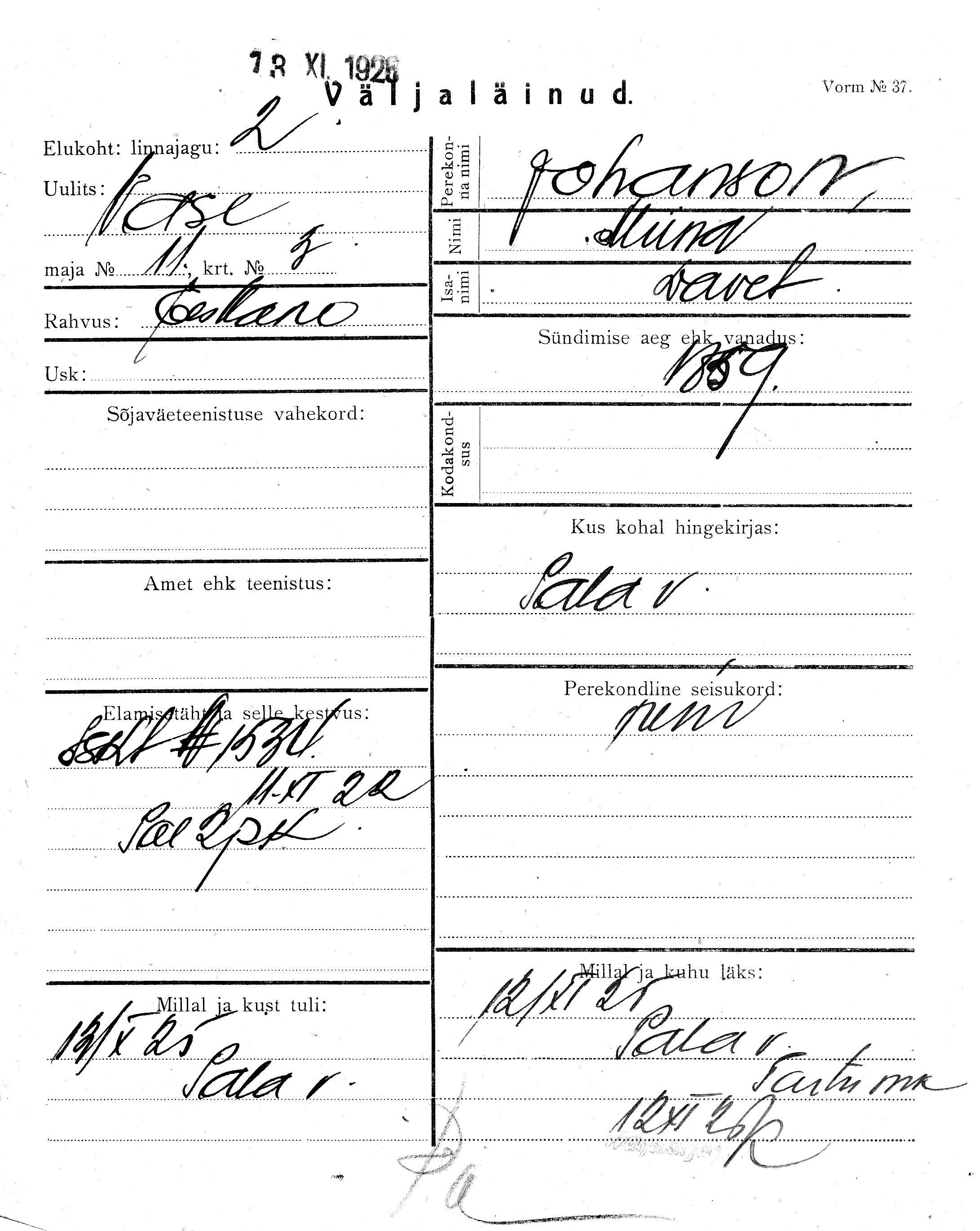 Johanson, Miina, Davet