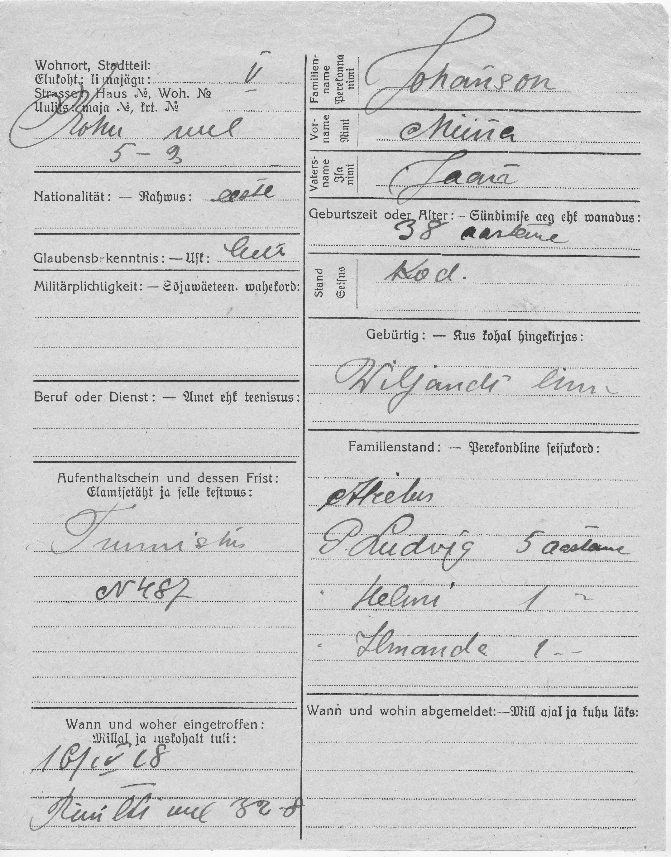 Johanson, Miina, Jaan