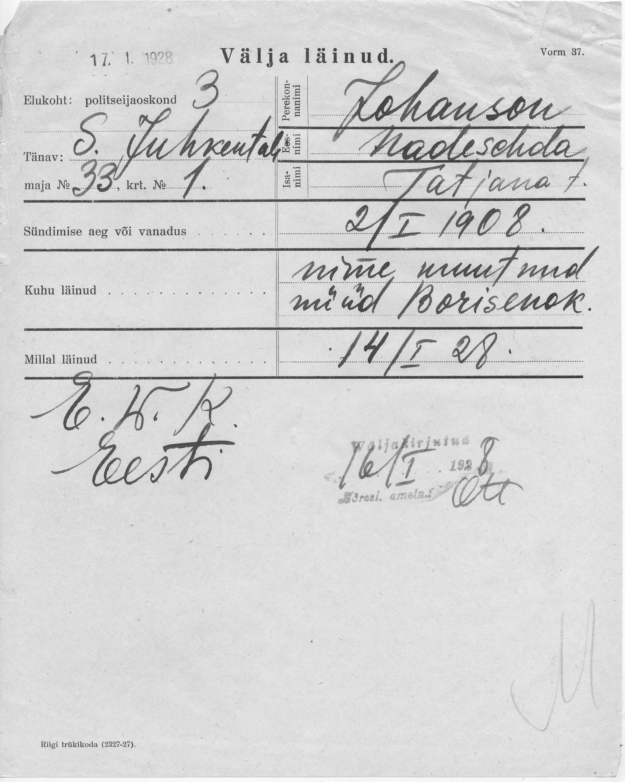 Johanson, Nadeschda, Tatjana