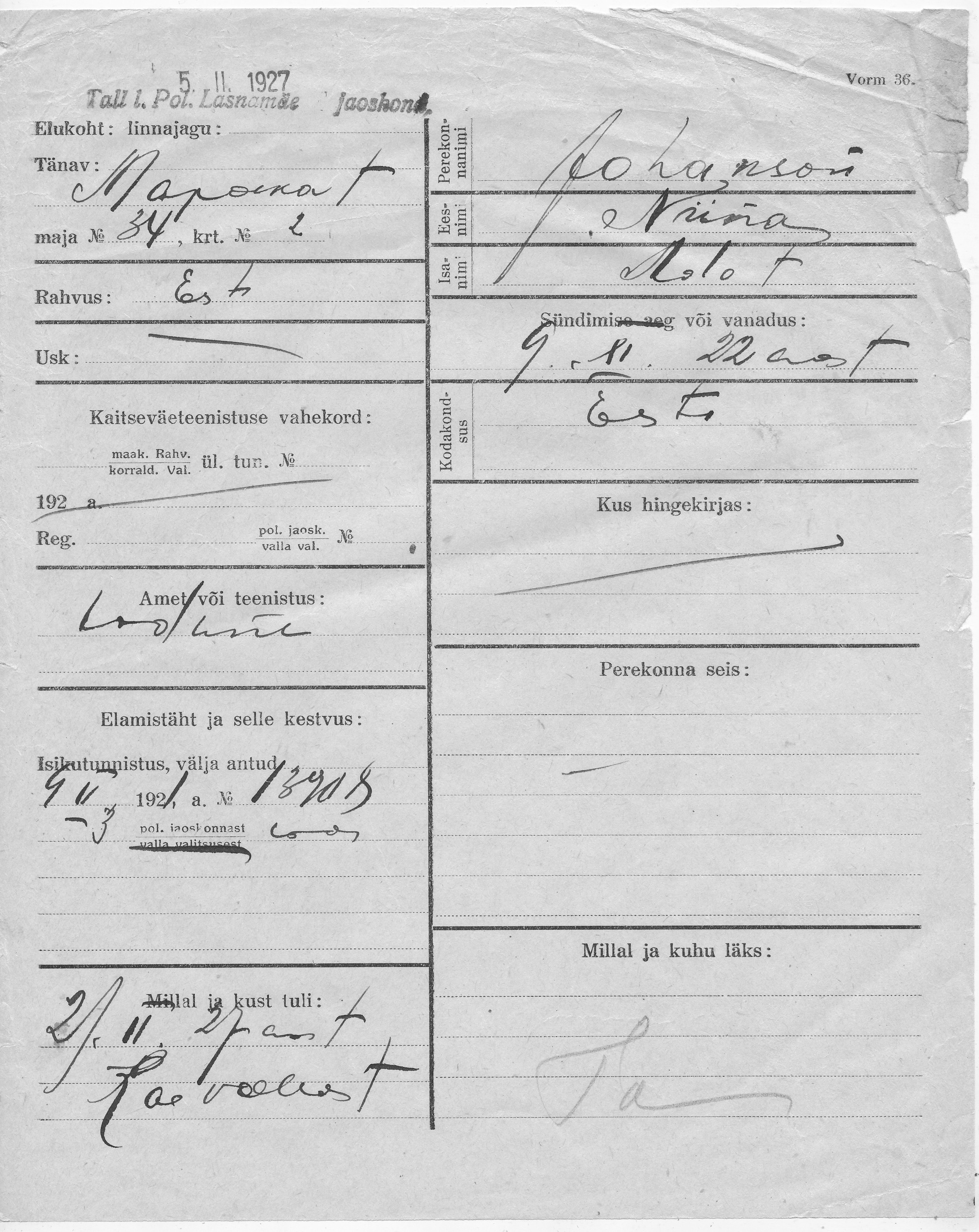 Johanson, Niina, Ado