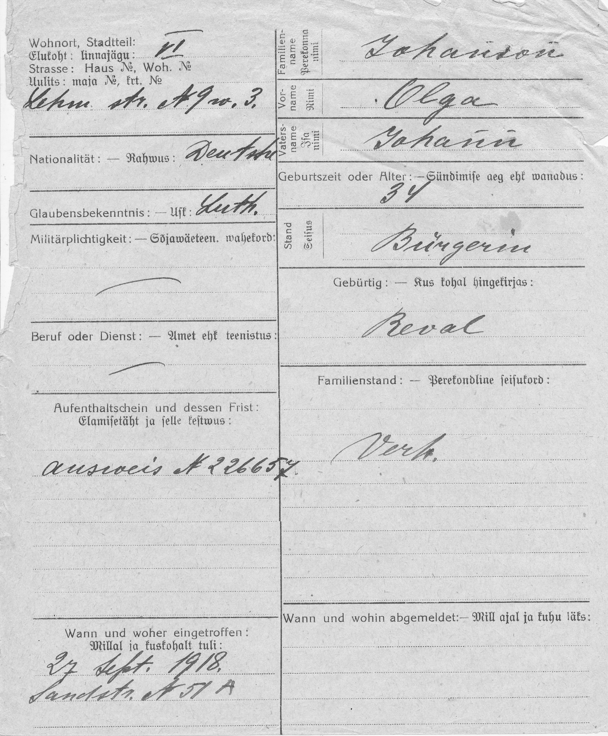 Johanson, Olga, Johann