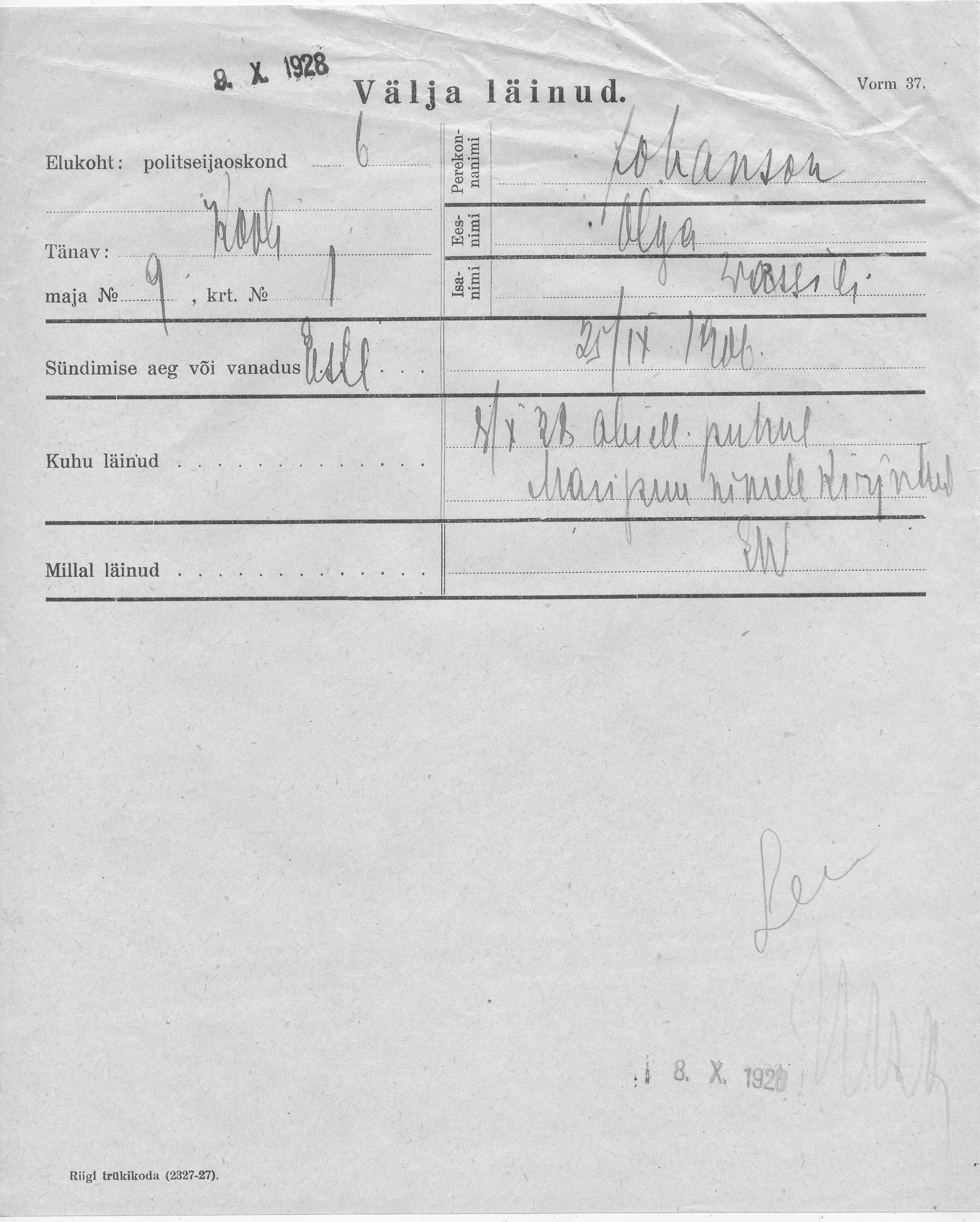 Johanson, Olga, Wassili