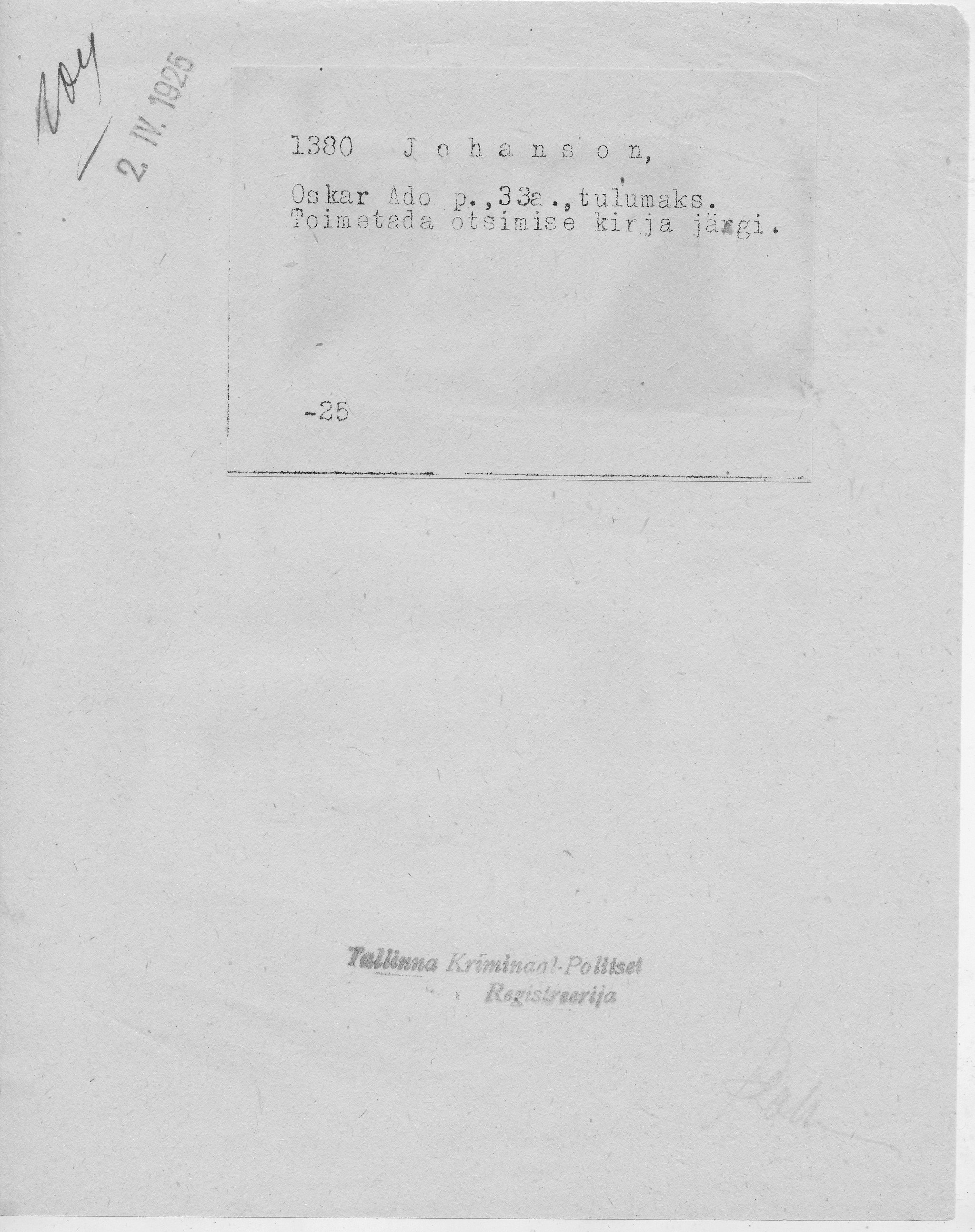 Johanson, Oskar, Ado