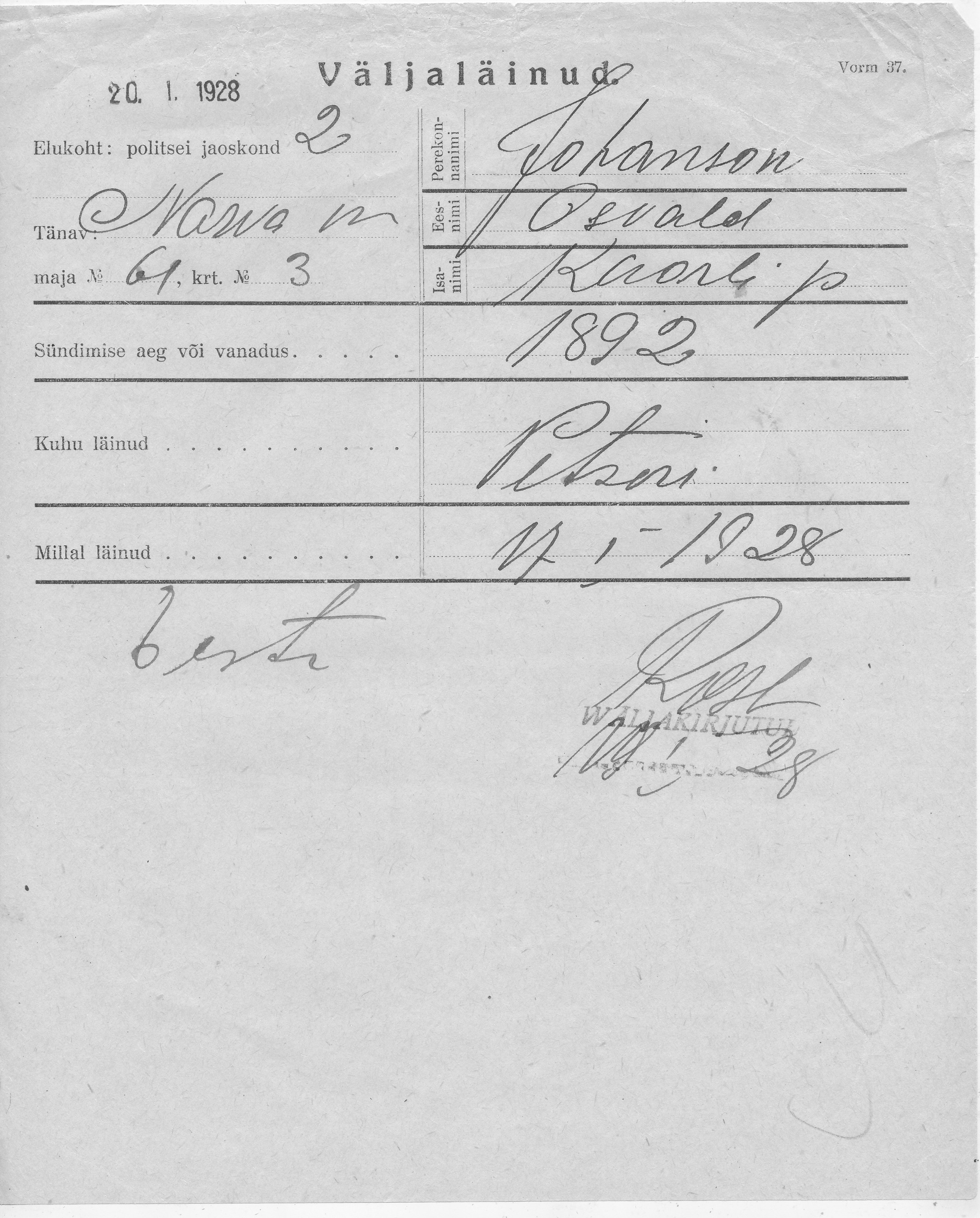 Johanson, Osvald, Kaarel