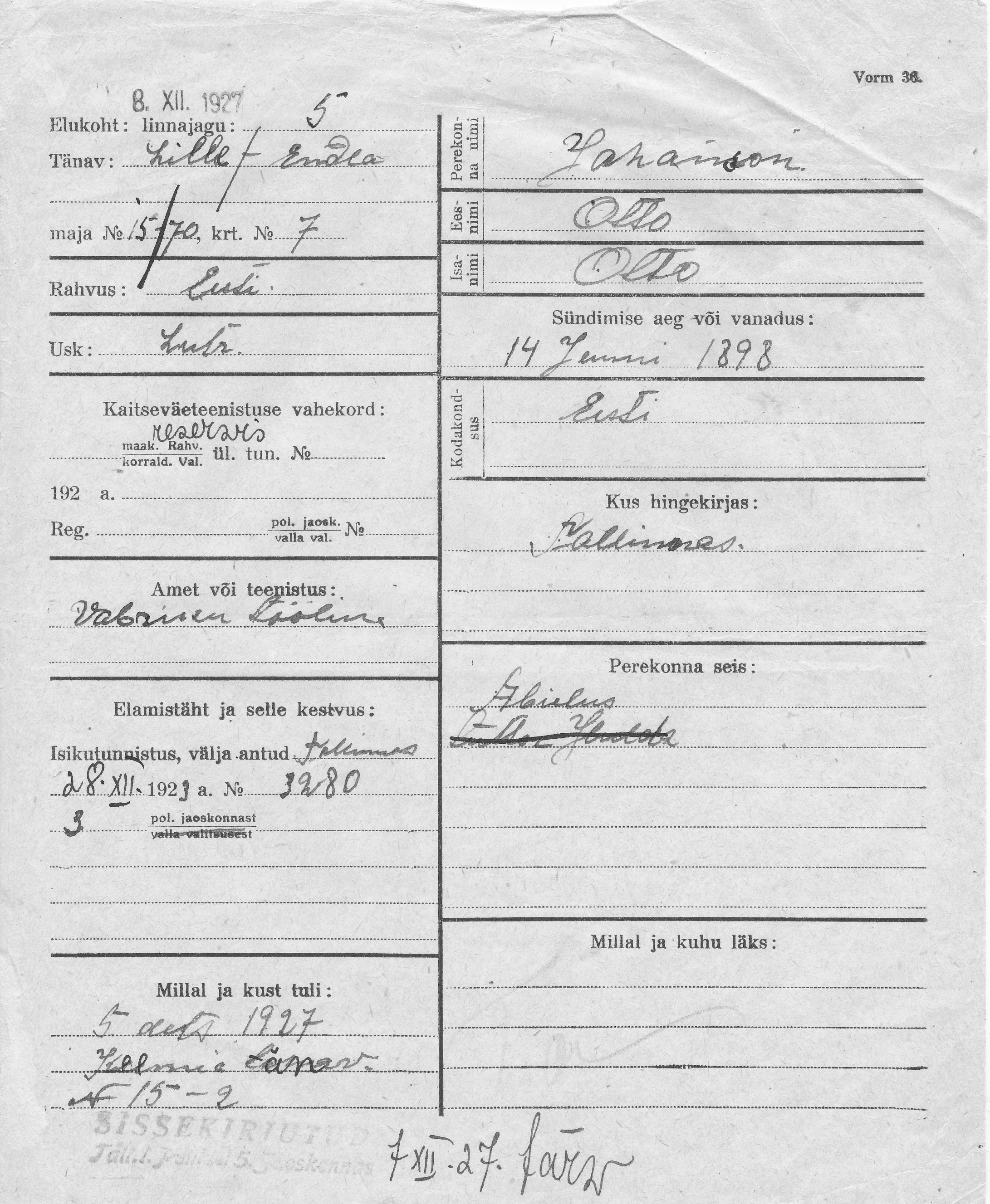 Johanson, Otto, Otto