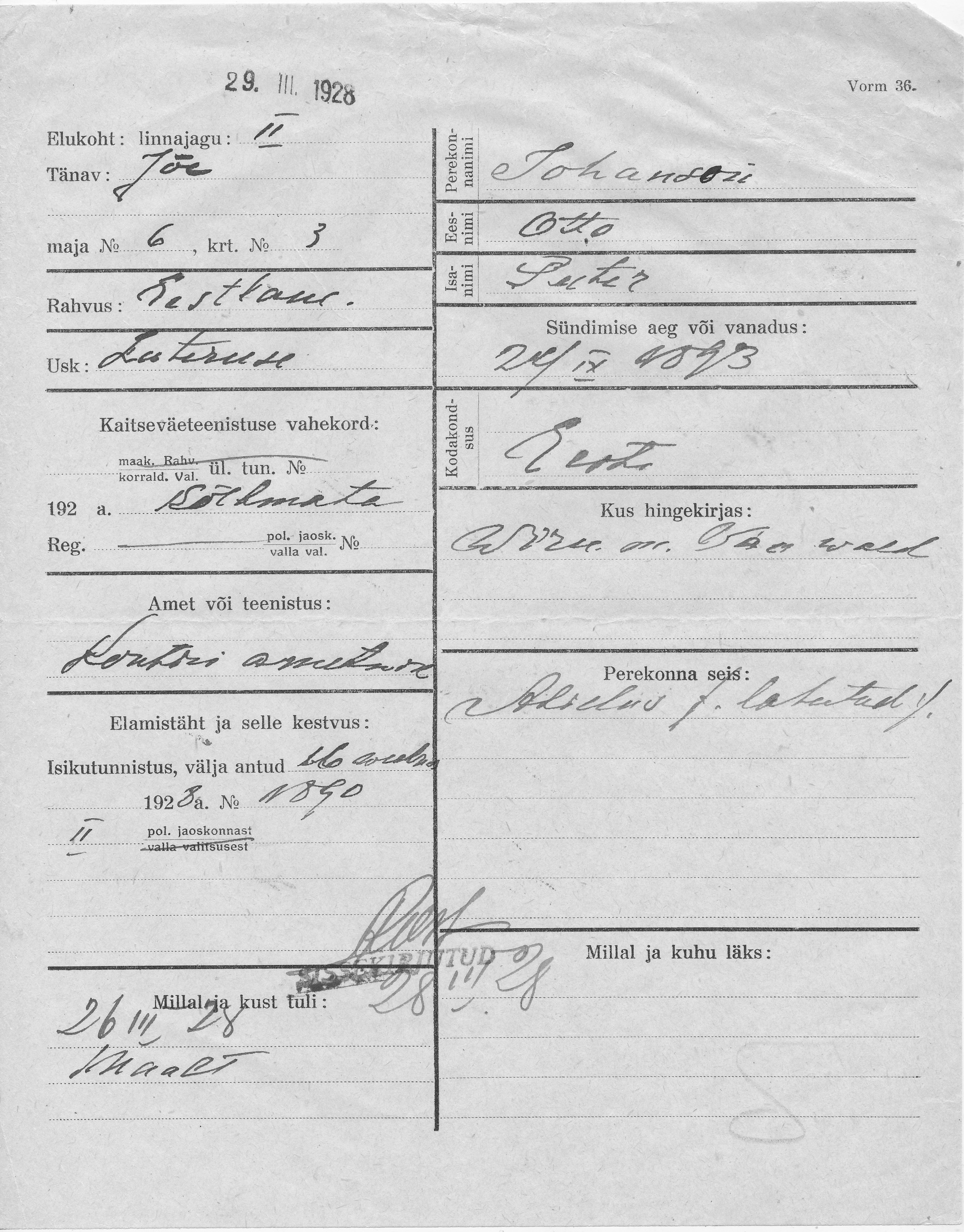 Johanson, Otto, Peeter