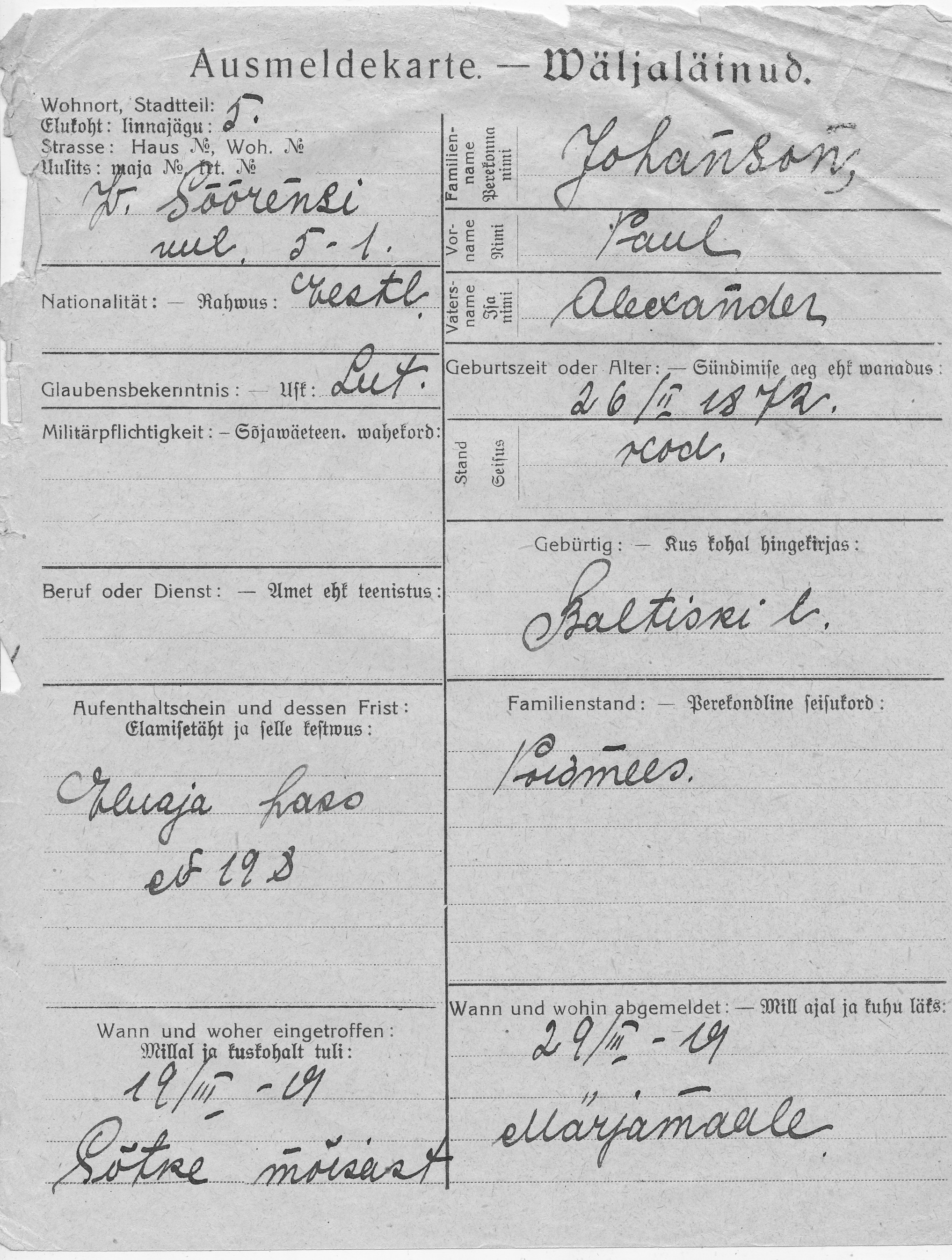 Johanson, Paul, Alexander