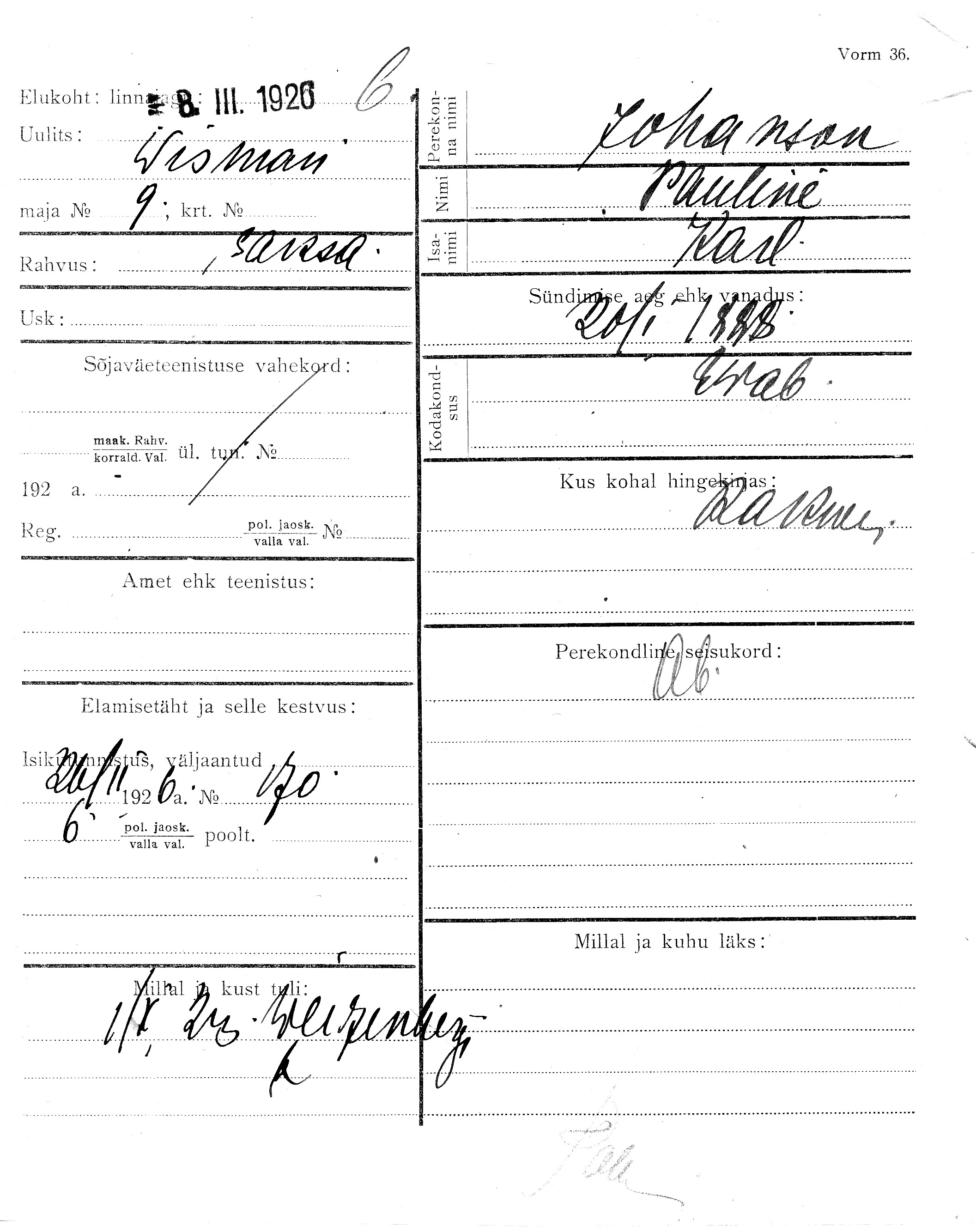 Johanson, Pauline, Karl