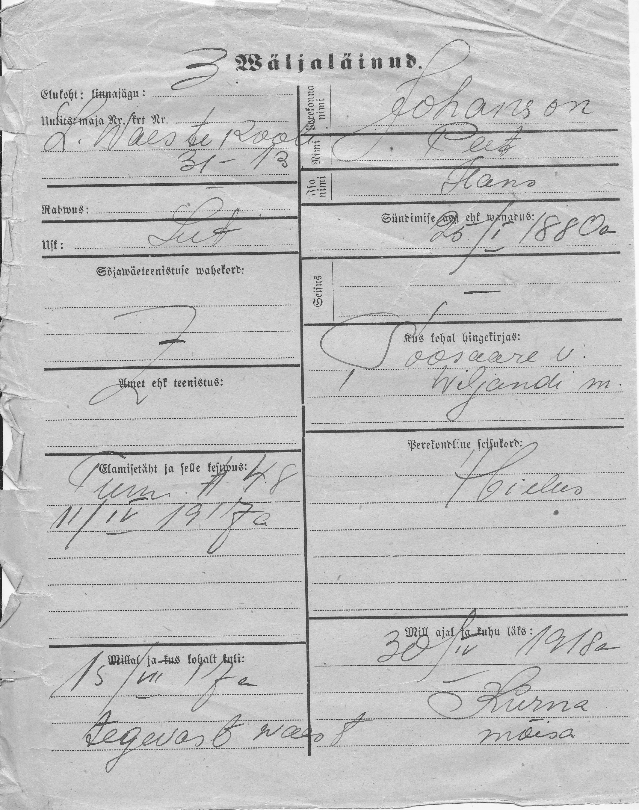 Johanson, Peet, Hans