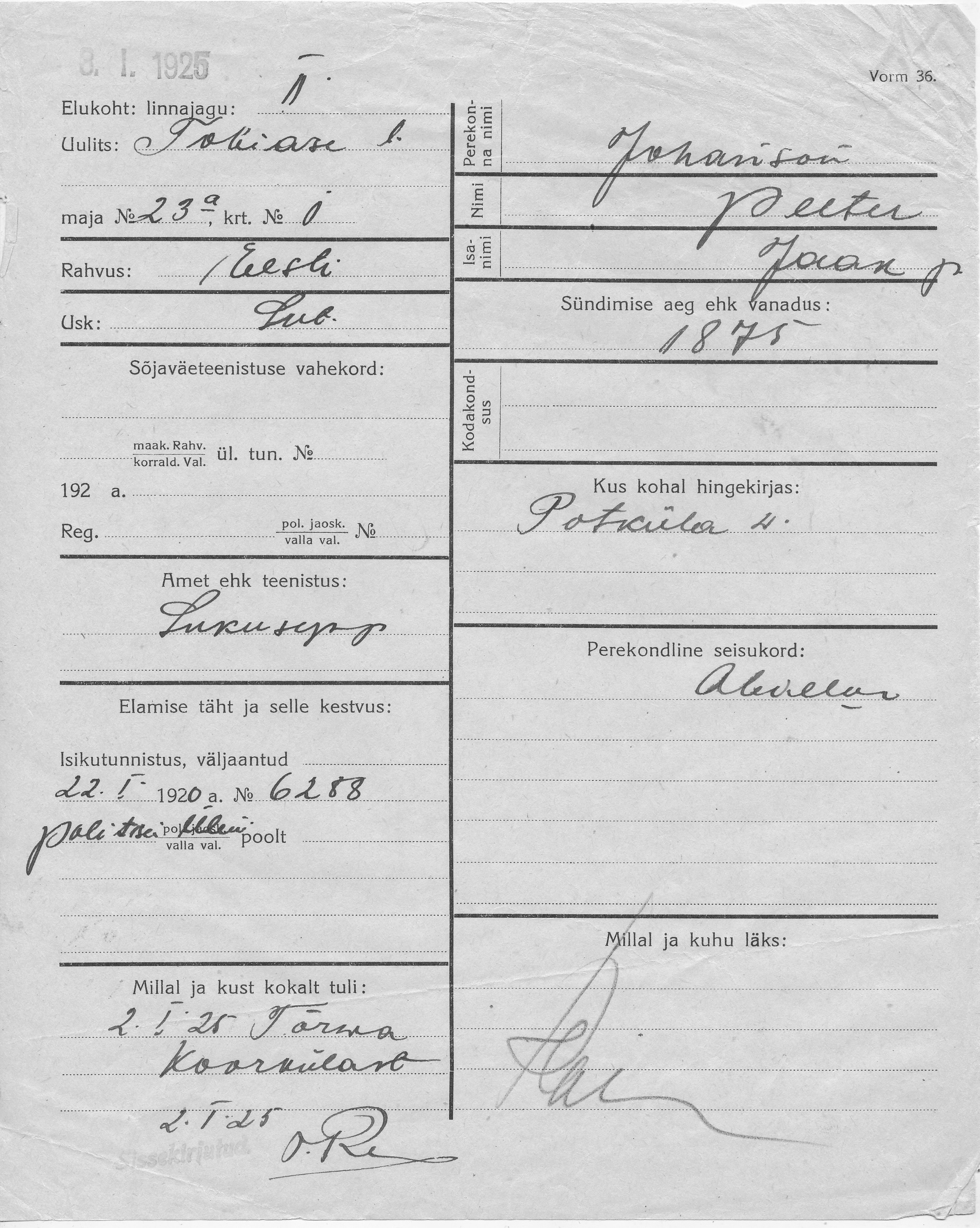 Johanson, Peeter, Jaak