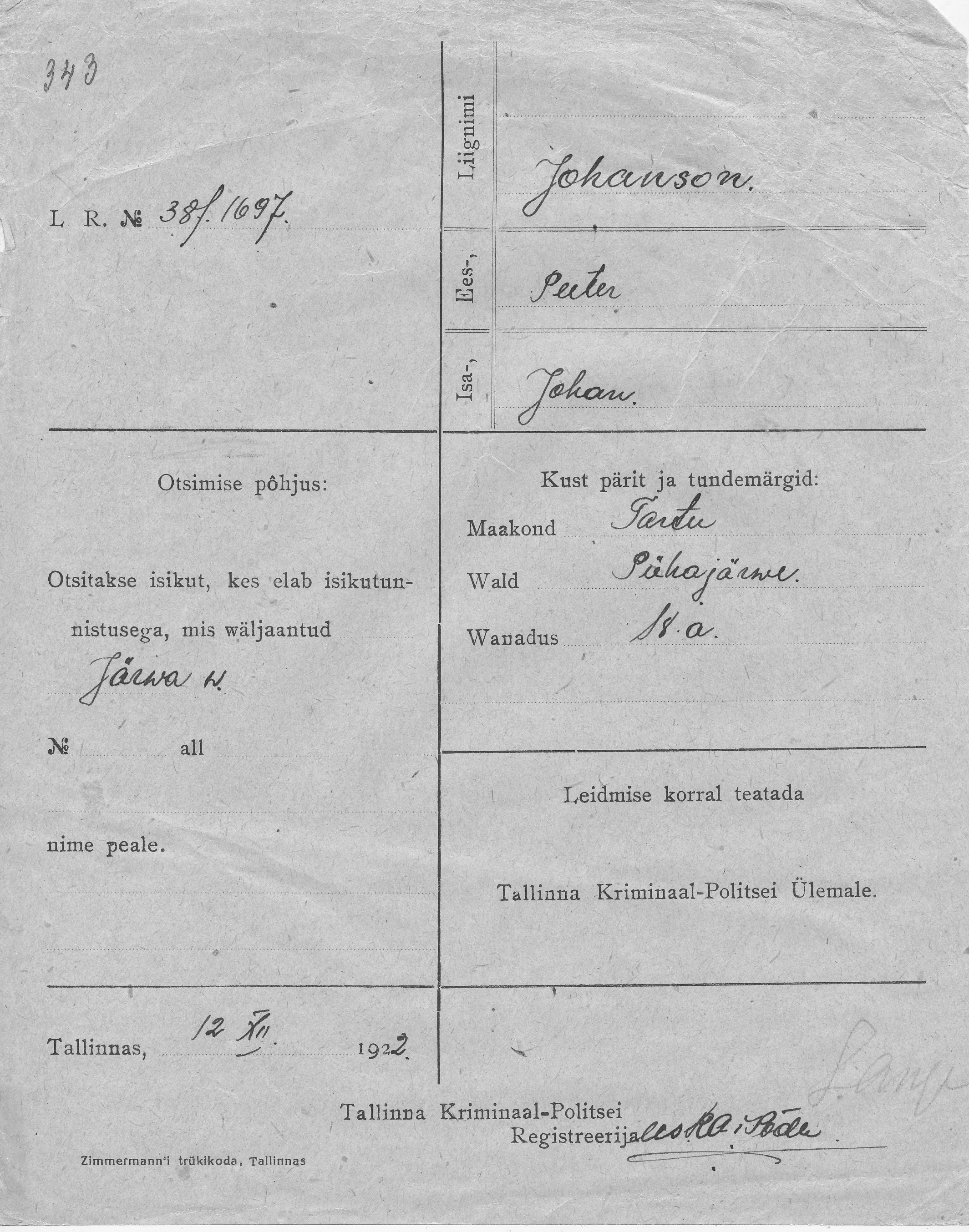 Johanson, Peeter, Johan