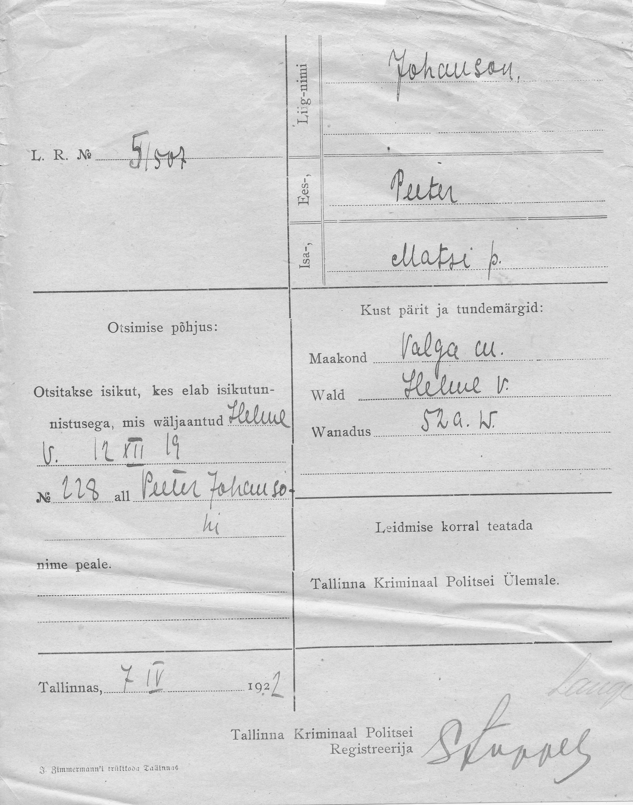 Johanson, Peeter, Mats