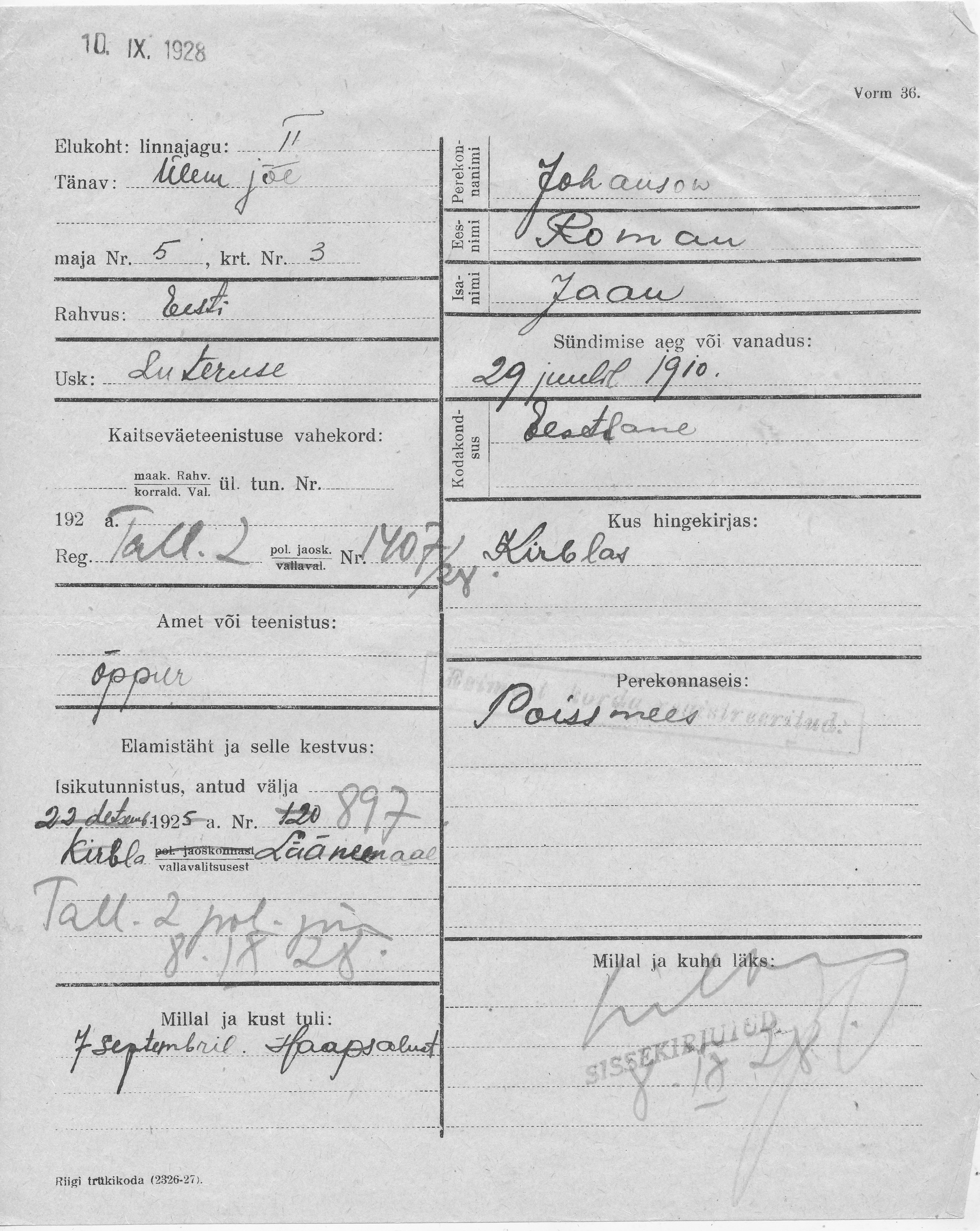 Johanson, Roman, Jaan