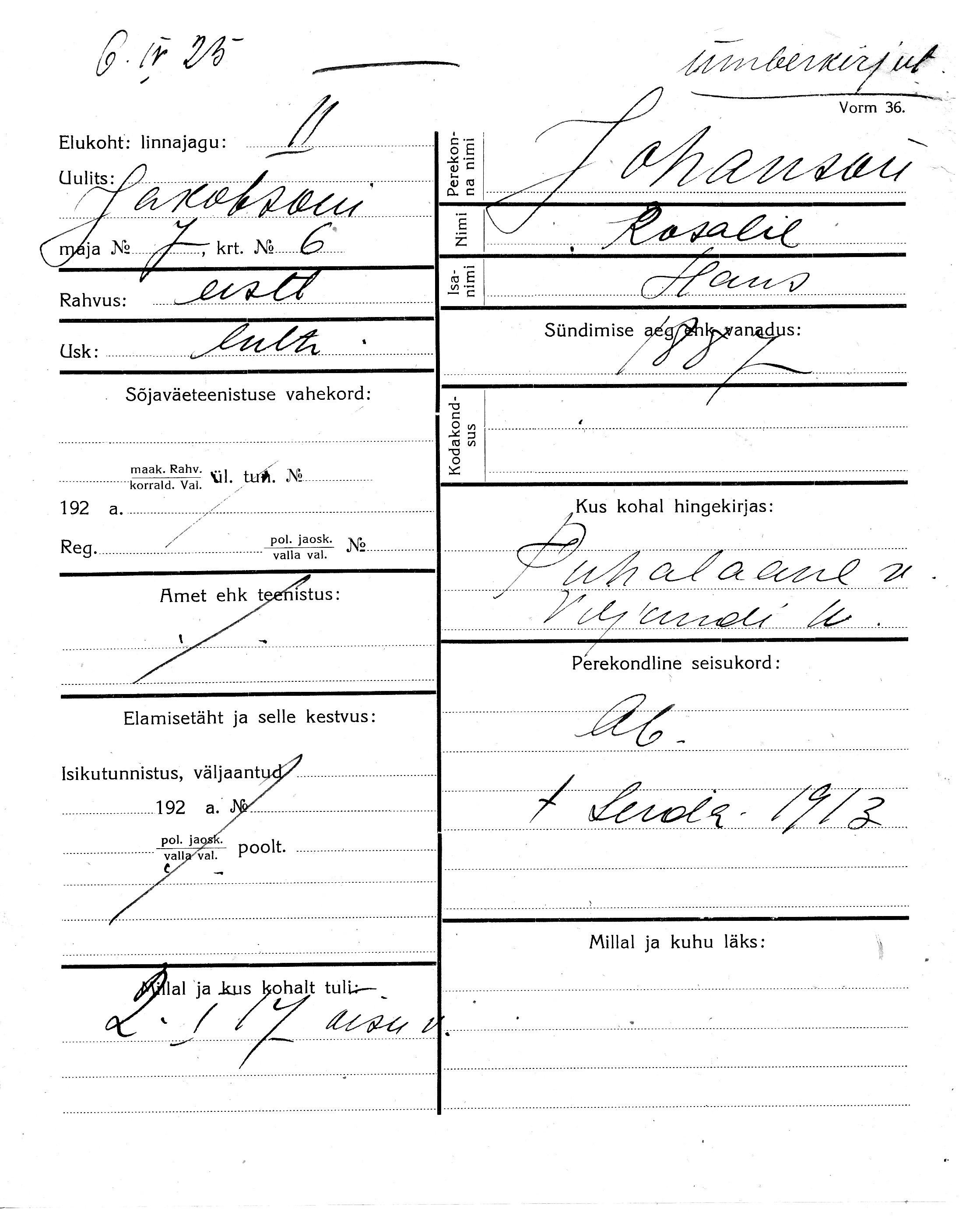 Johanson, Rosalie, Hans