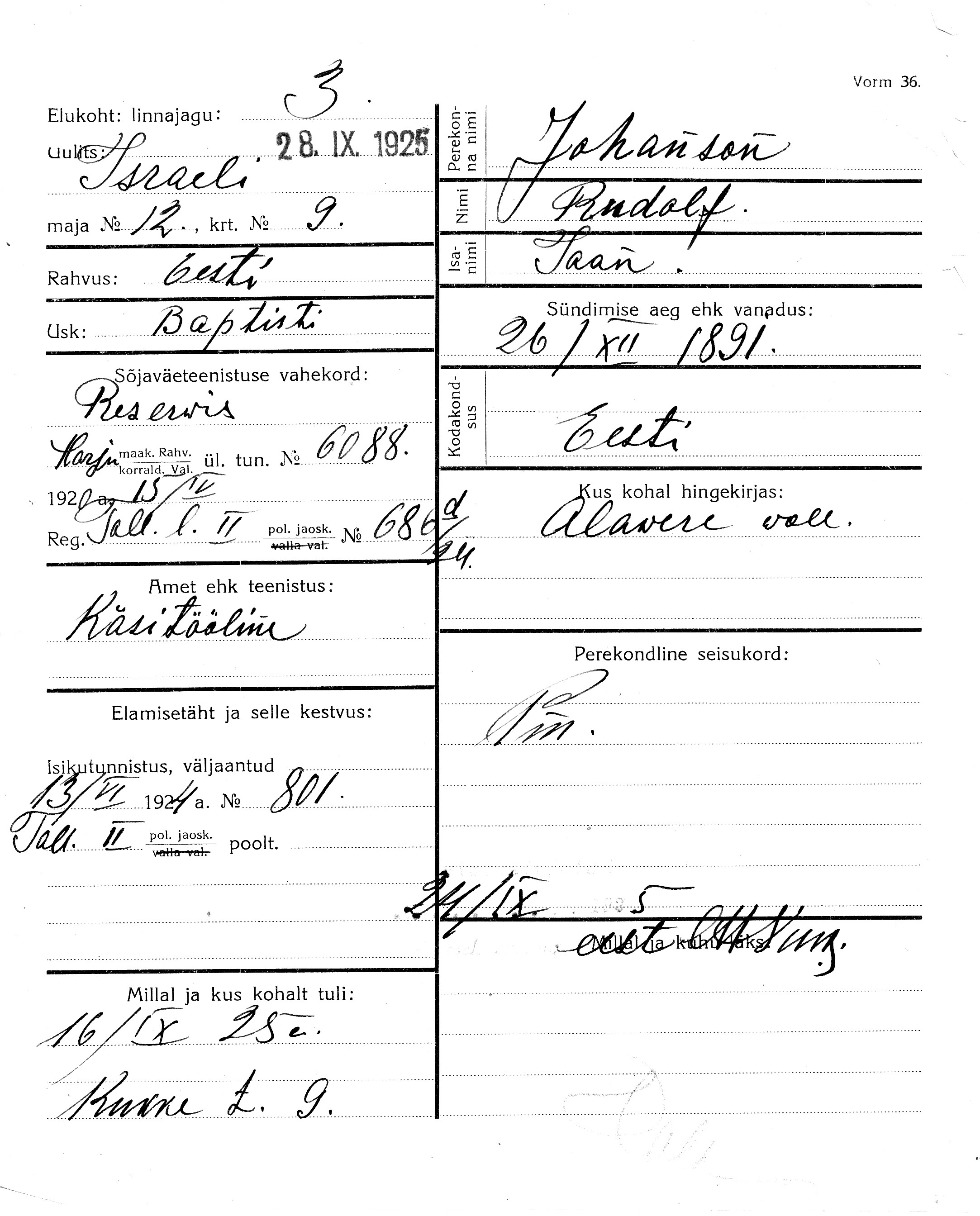 Johanson, Rudolf, Jaan