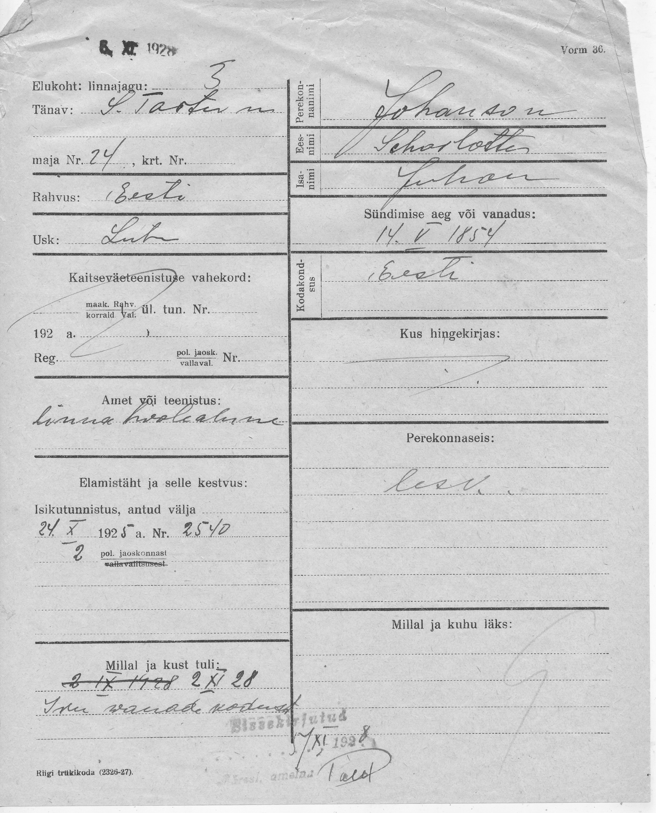 Johanson, Scharlotte, Juhan