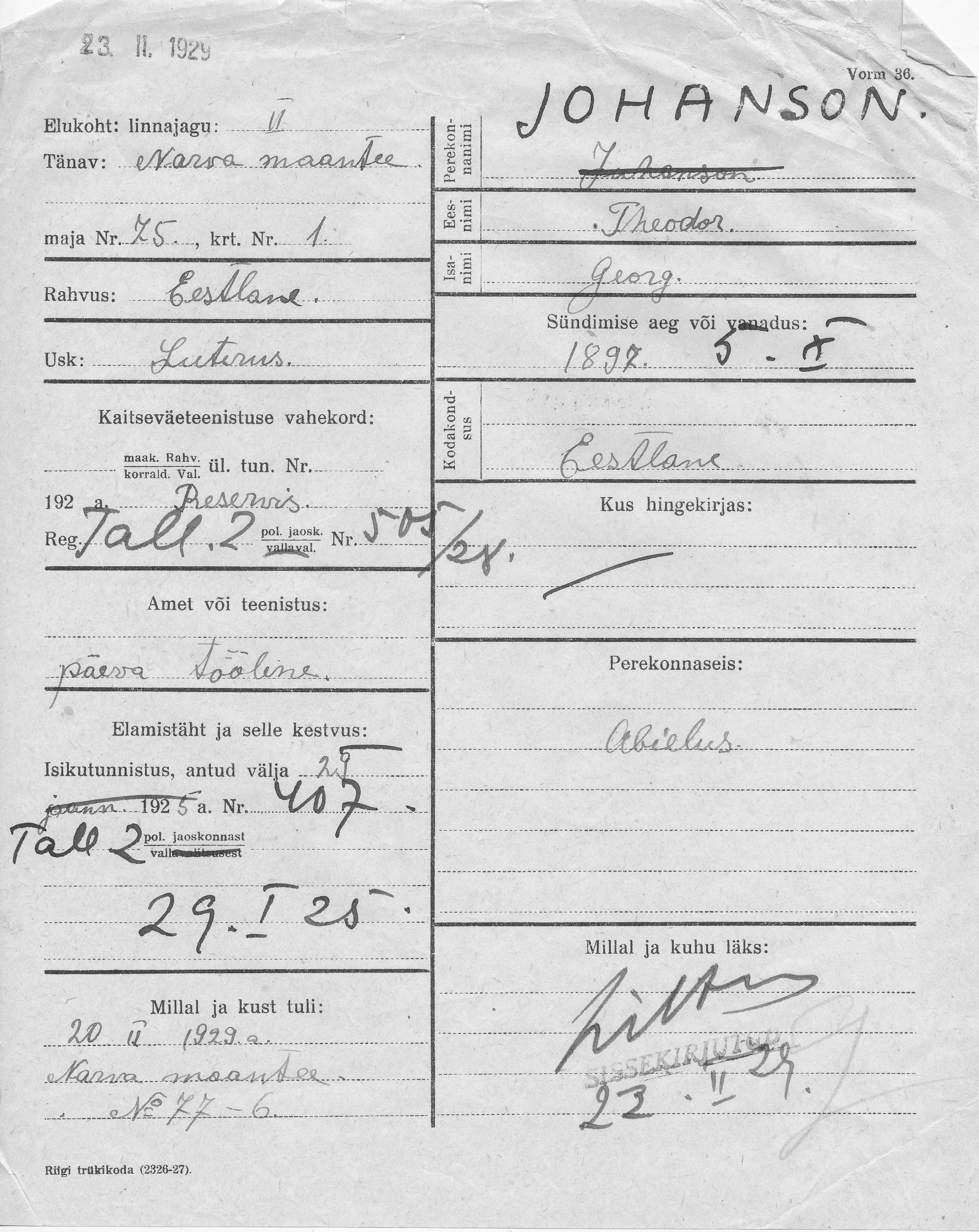 Johanson, Theodor, Georg