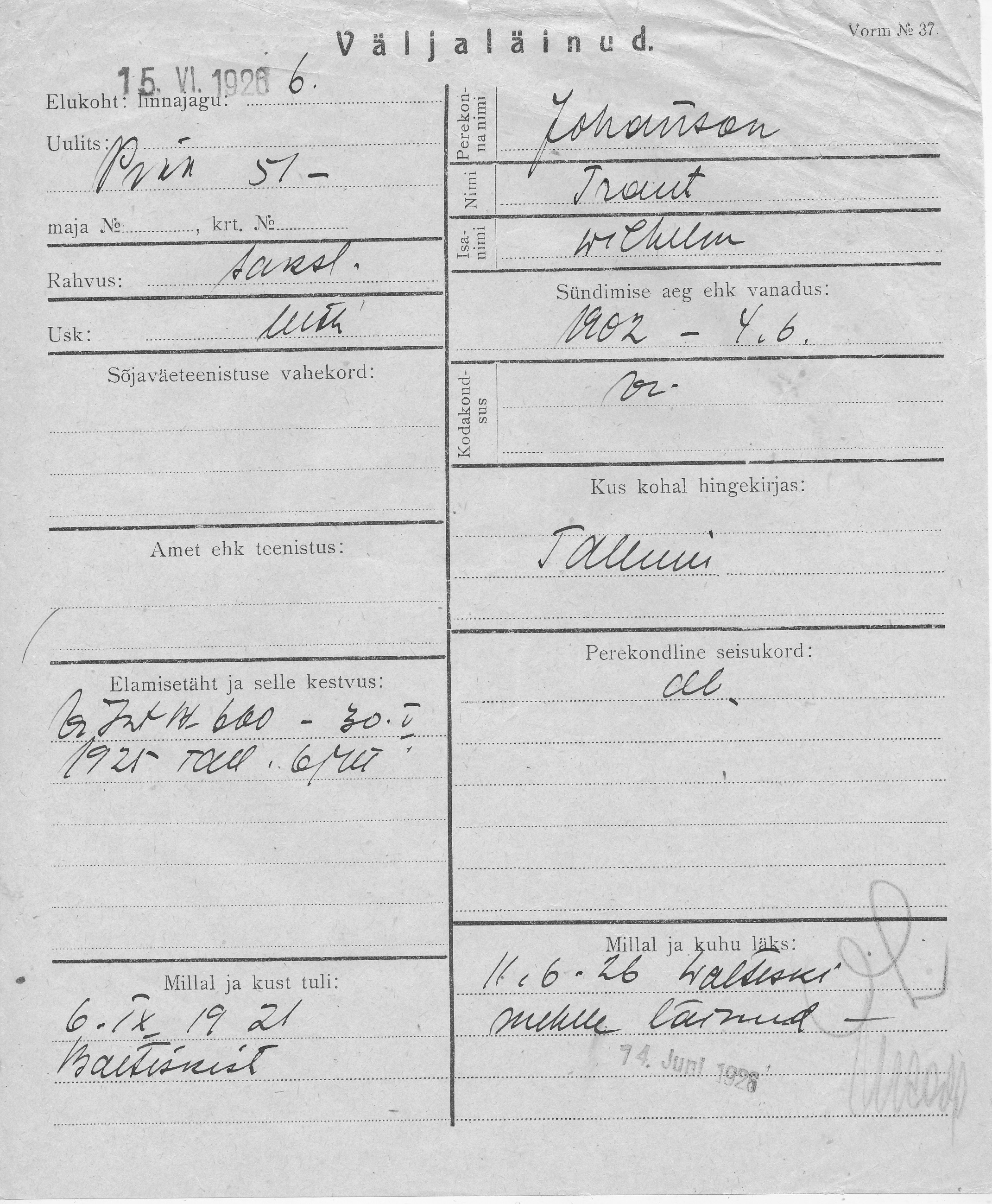 Johanson, Traut, Wilhelm