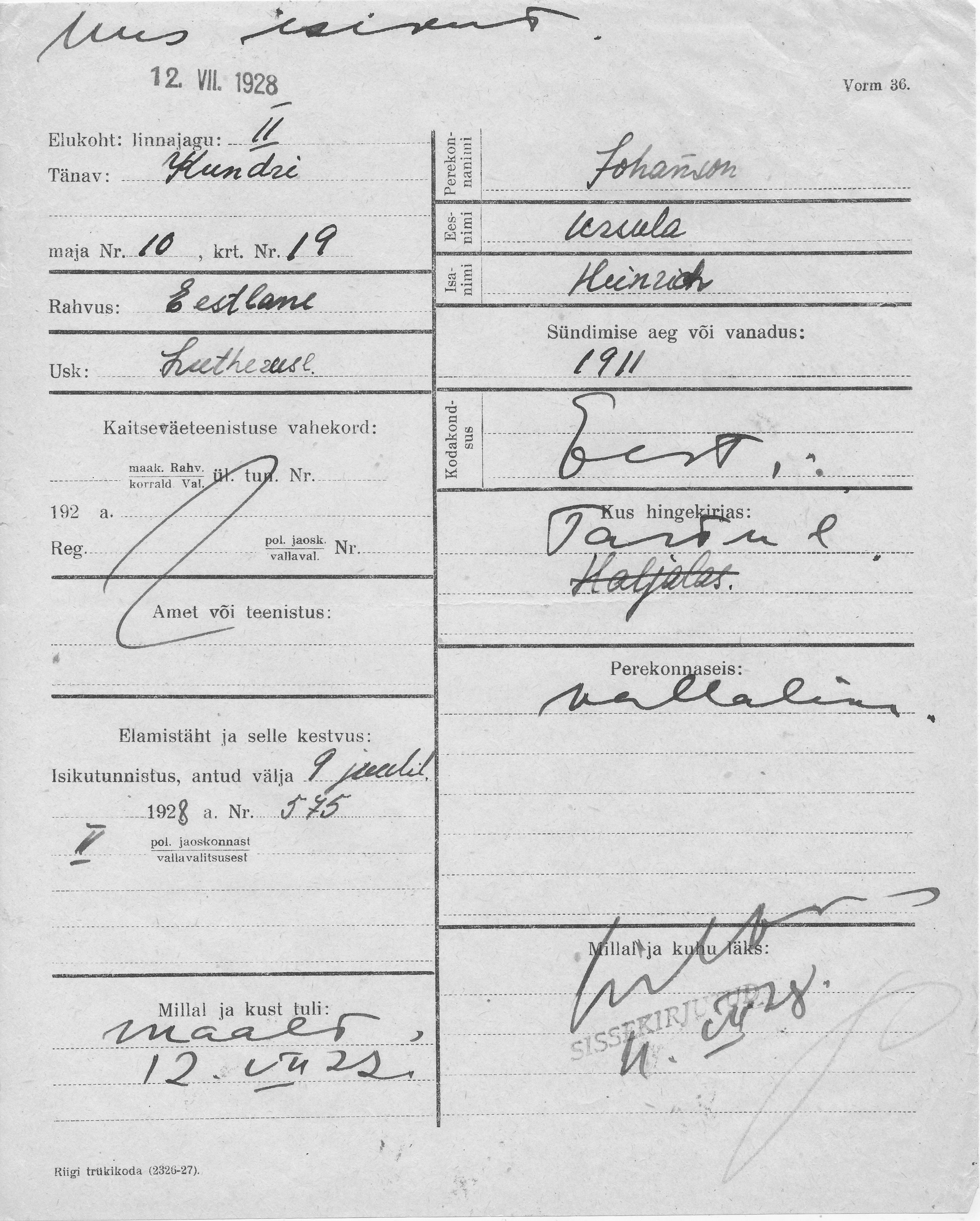 Johanson, Ursula, Heinrich