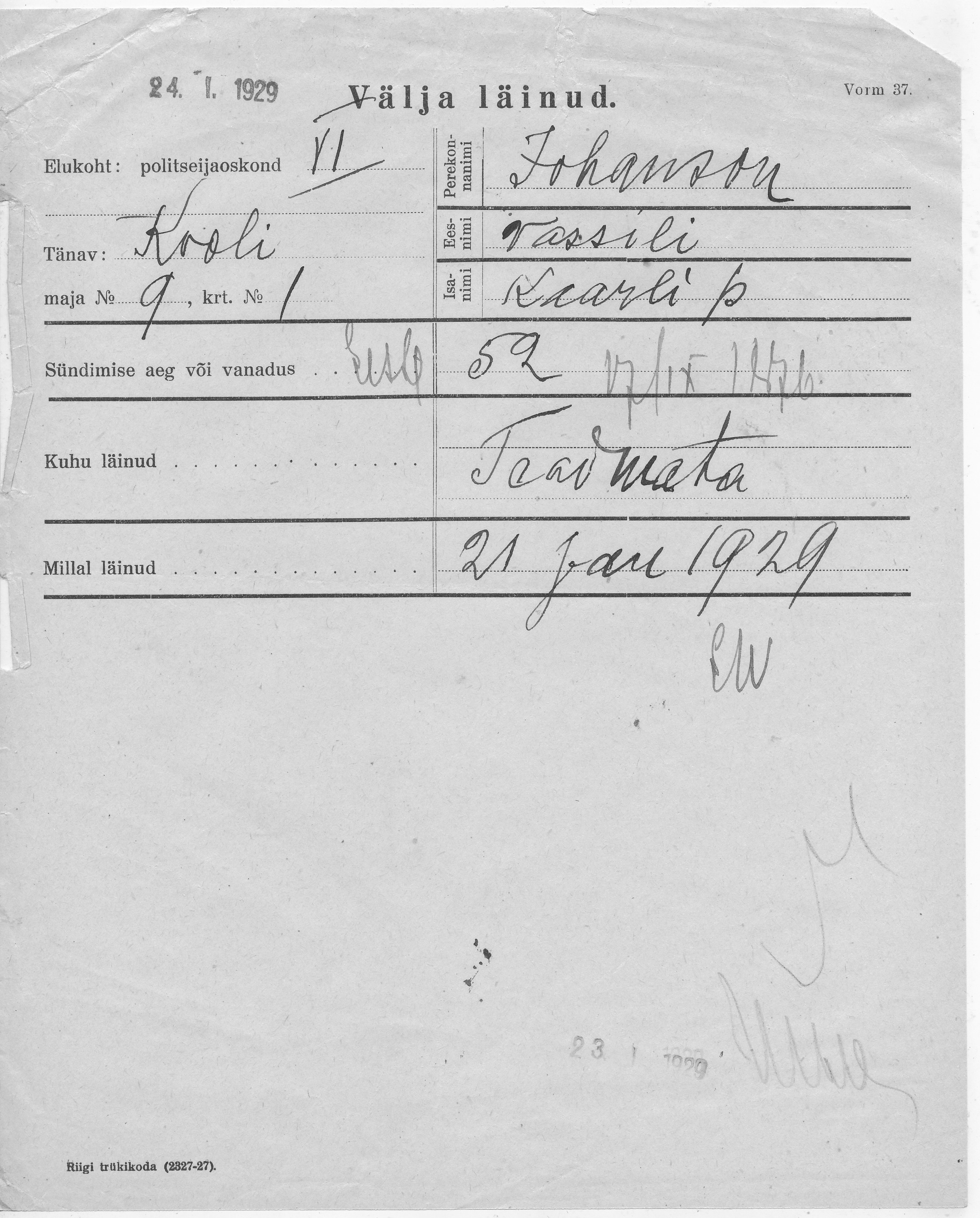 Johanson, Vassili, Kaarel