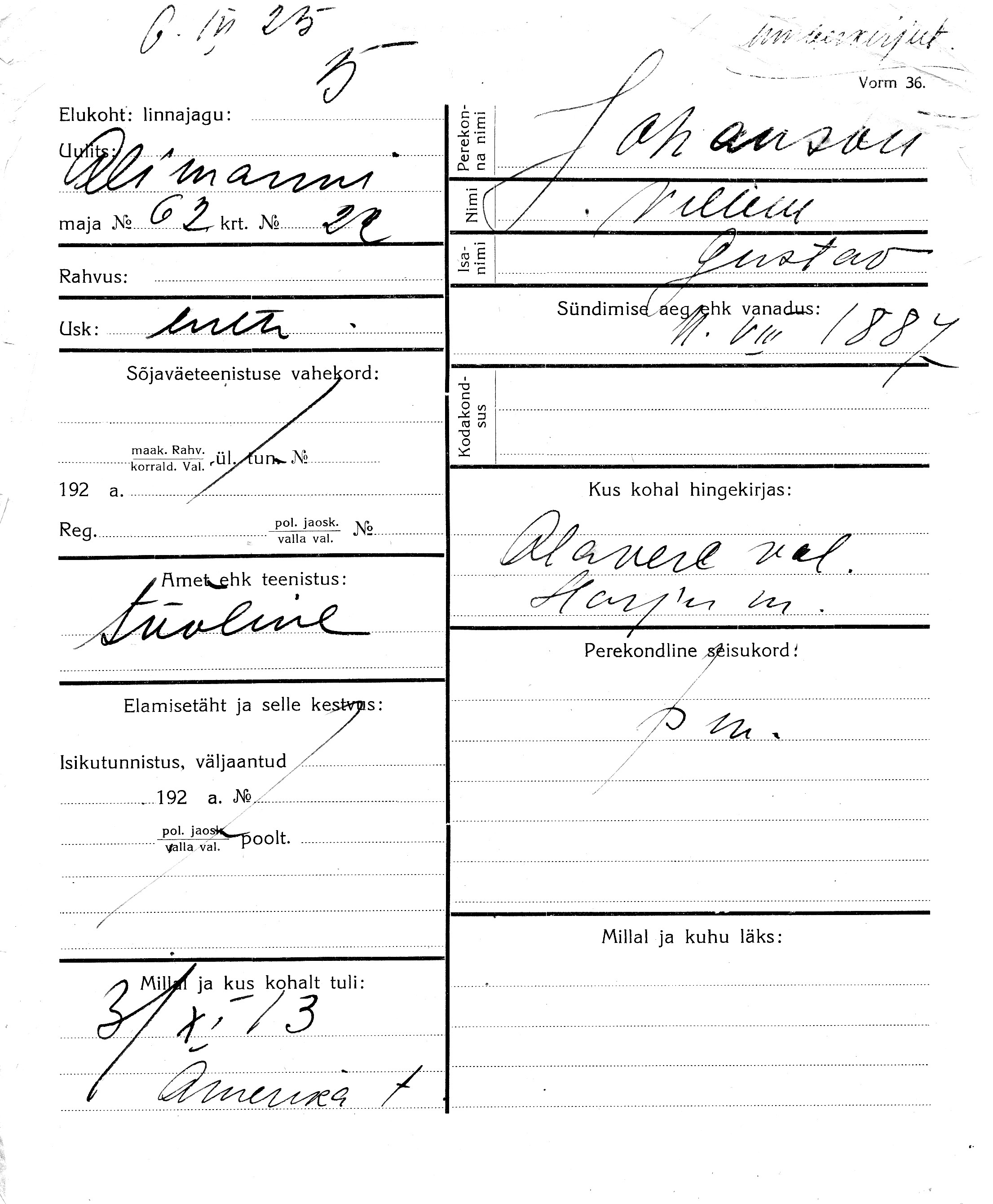 Johanson, Villem, Gustav