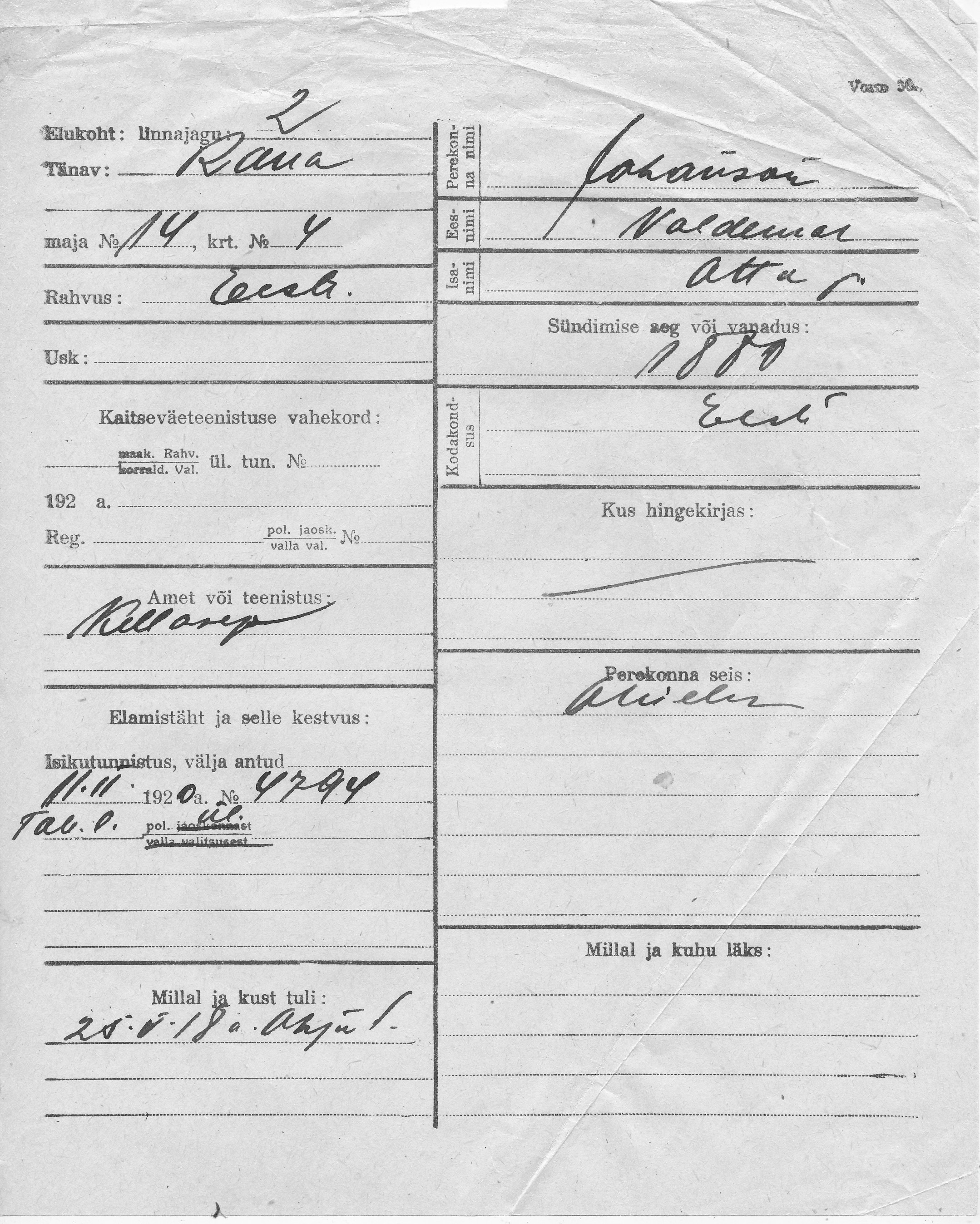 Johanson, Voldemar, Otto