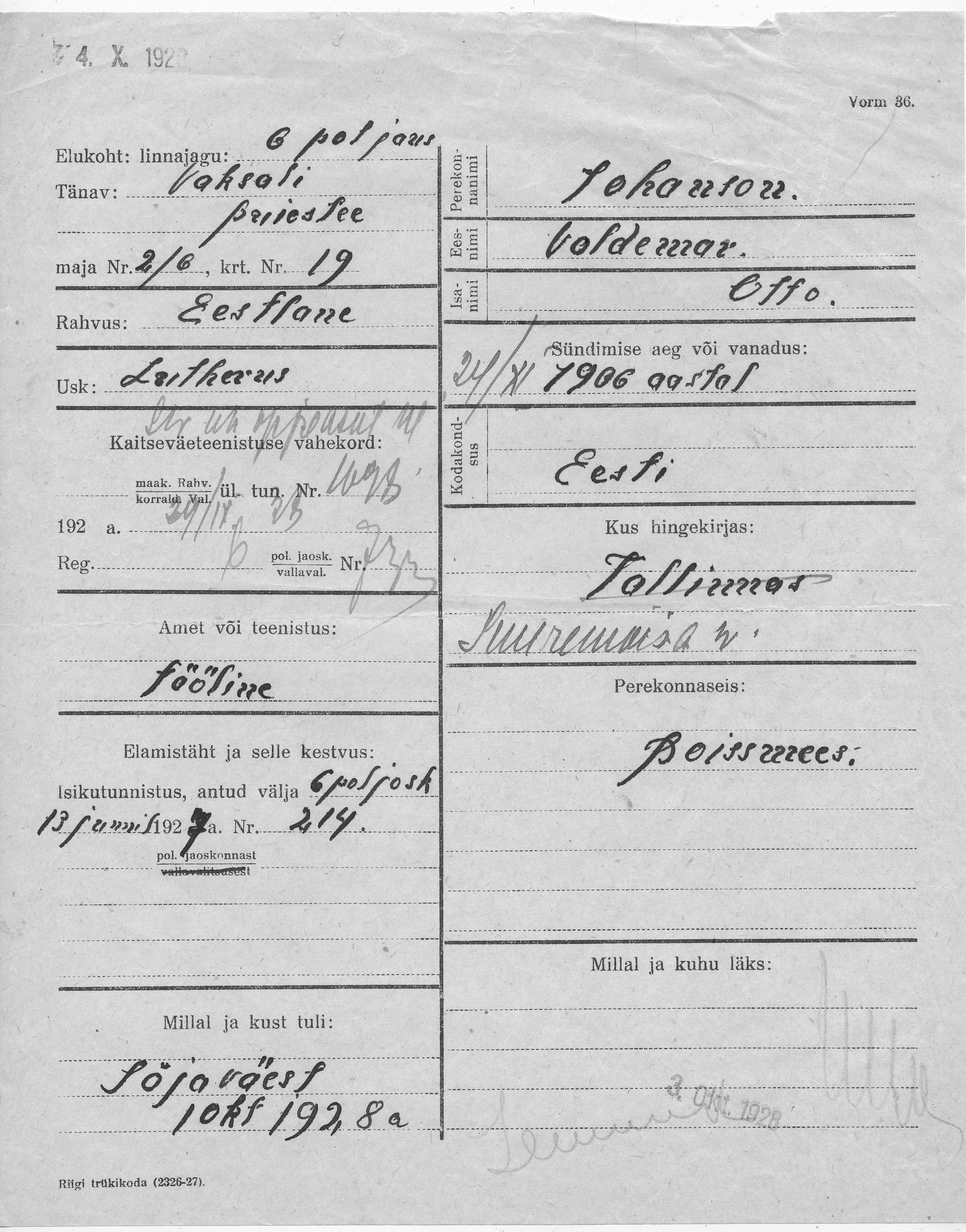 Johanson, Voldemar, Otto