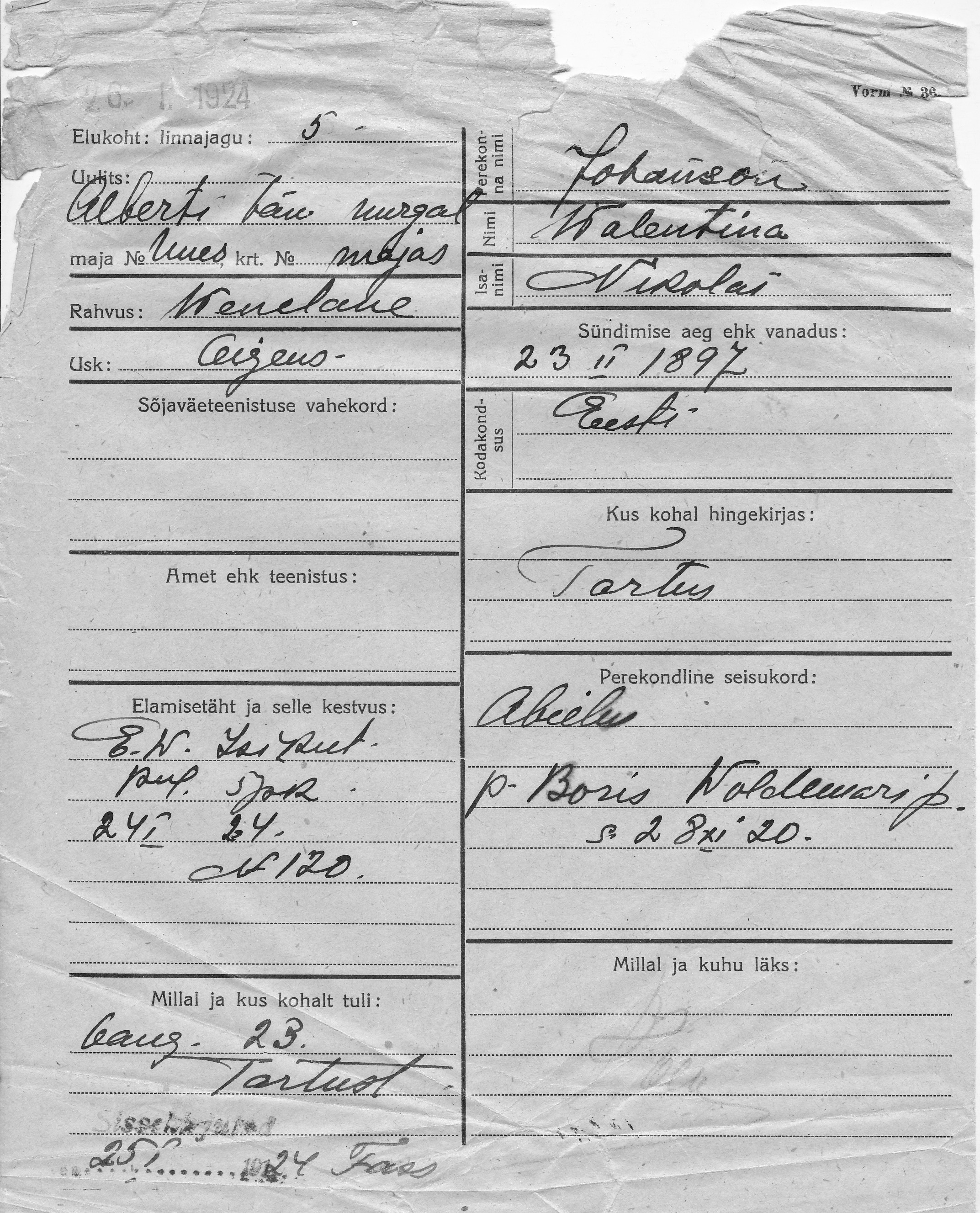 Johanson, Walentina, Nikolai