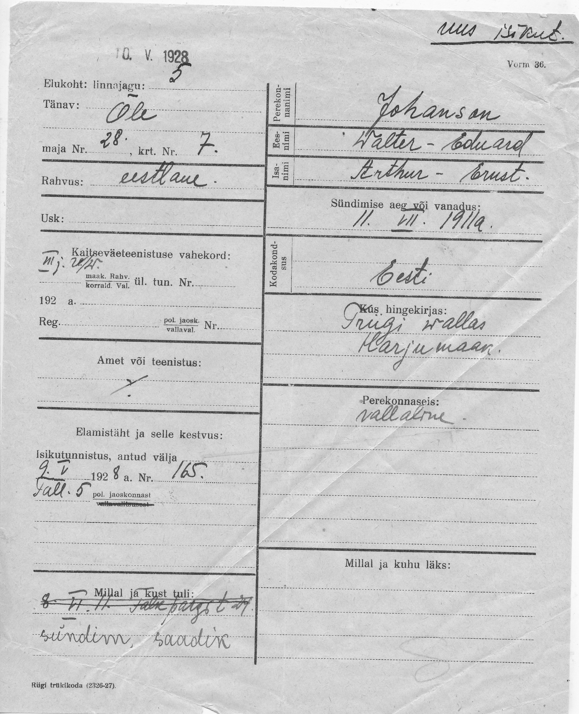 Johanson, Walter-Eduard, Arthur-Ernst