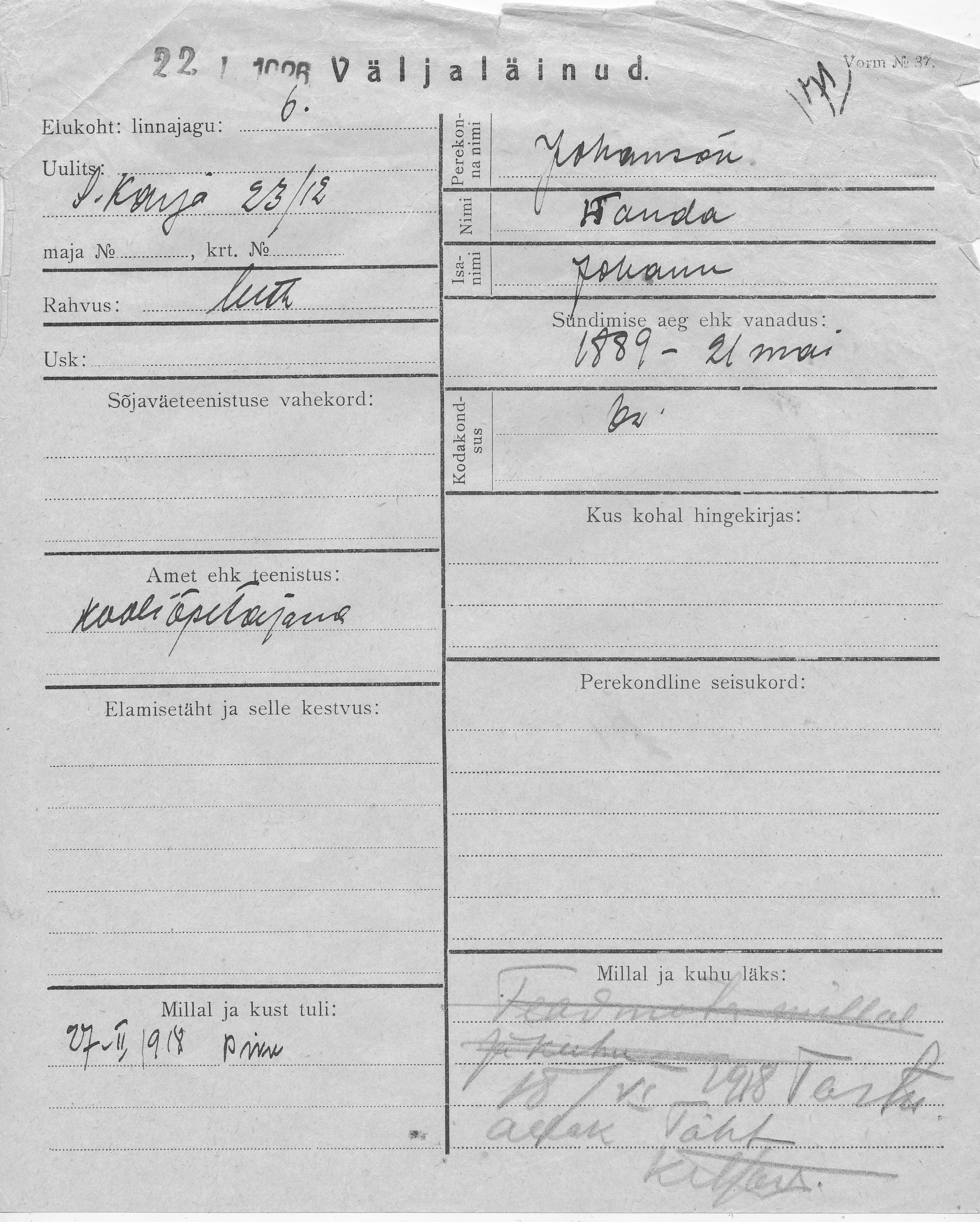 Johanson, Wanda, Johann