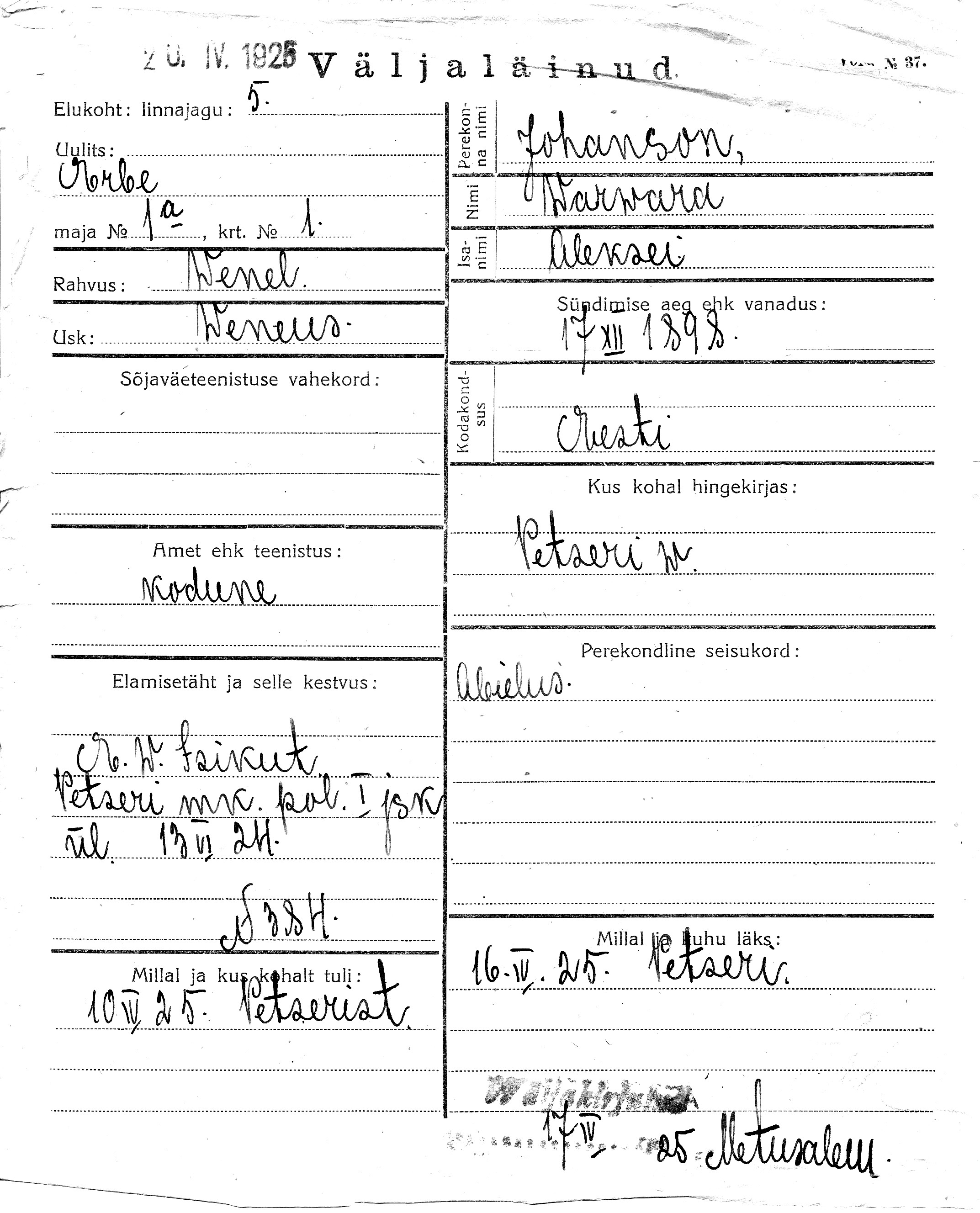 Johanson, Warwara, Aleksei