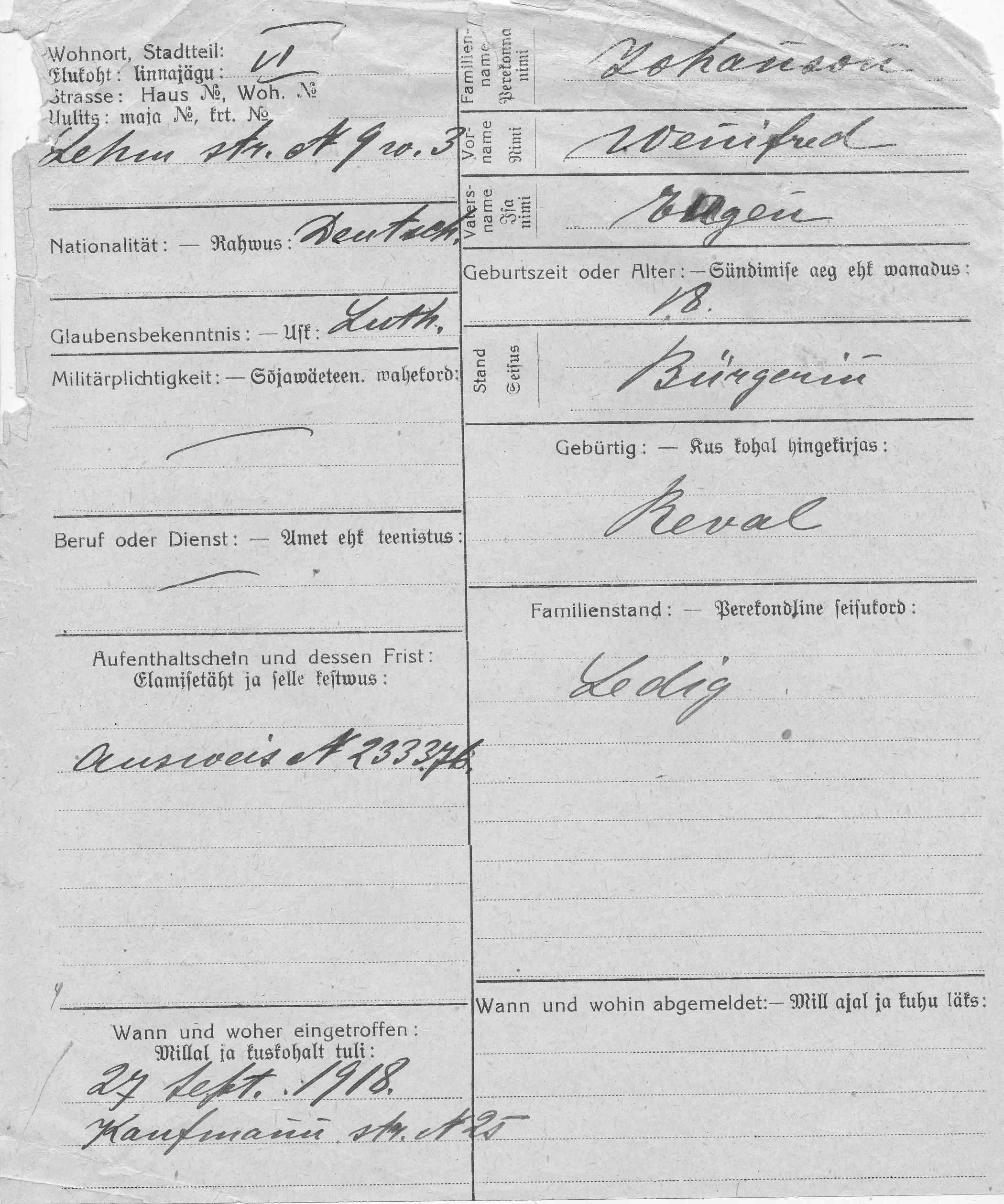 Johanson, Wenifred, Eugen