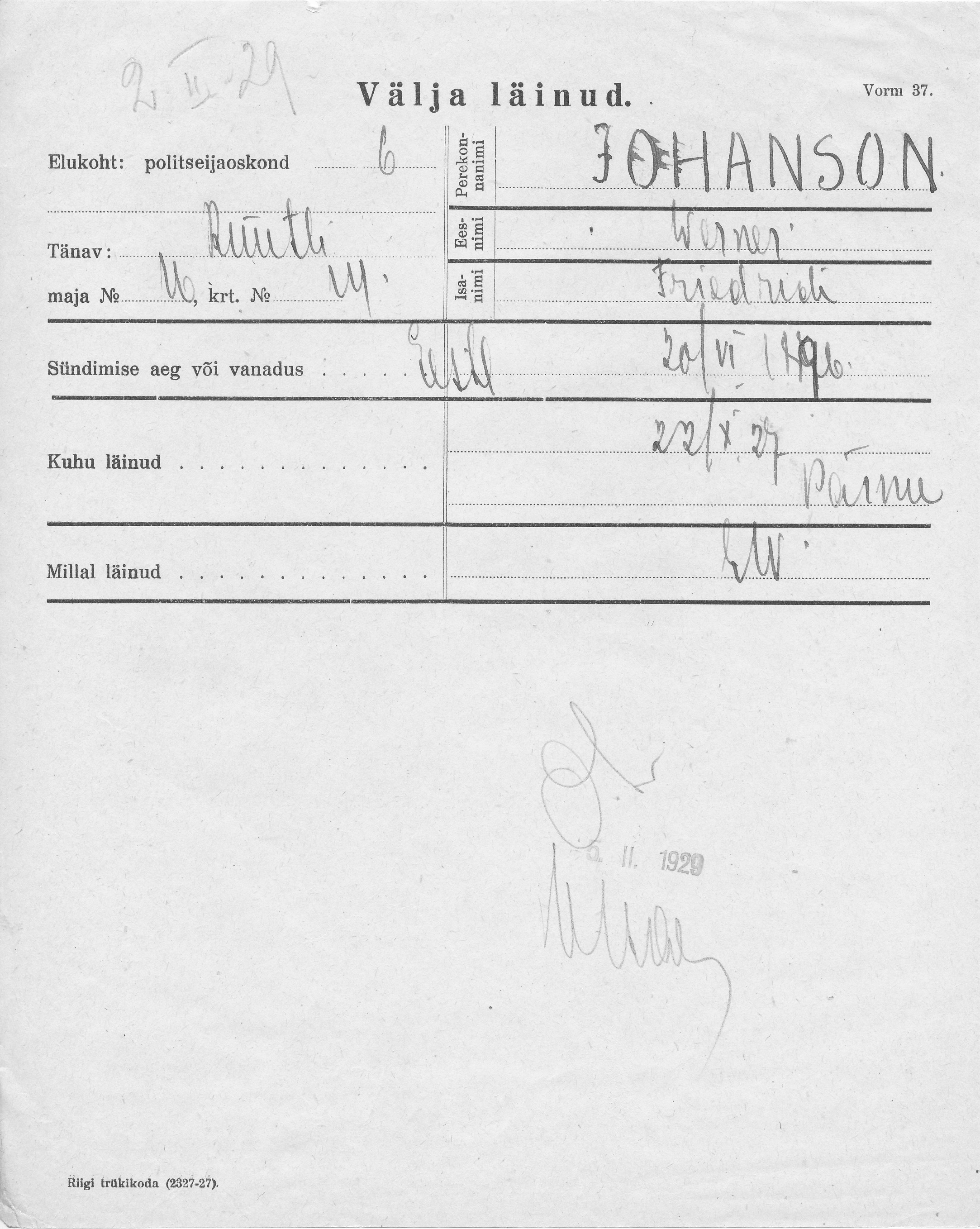 Johanson, Werner, Friedrich