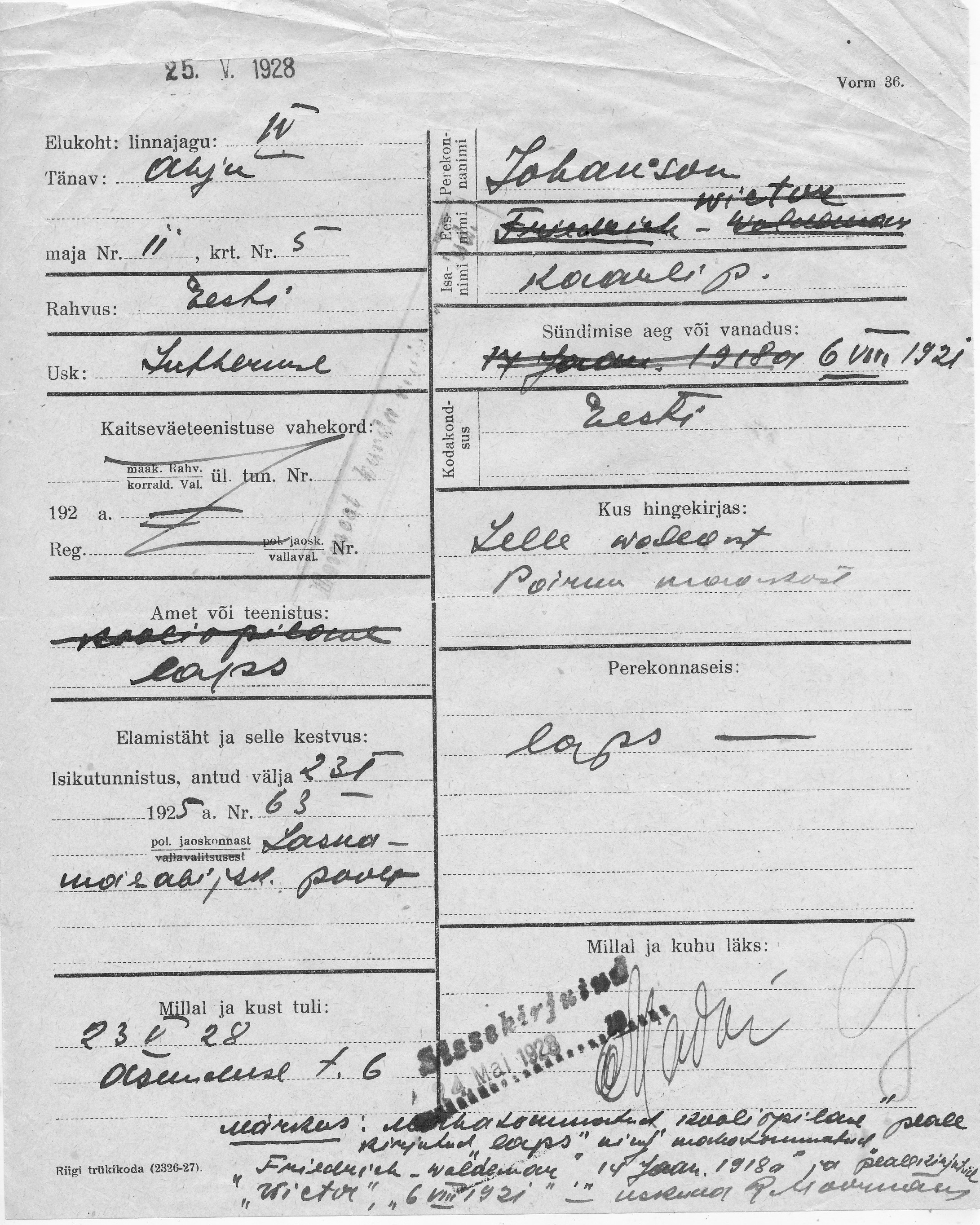 Johanson, Wictor, Kaarel