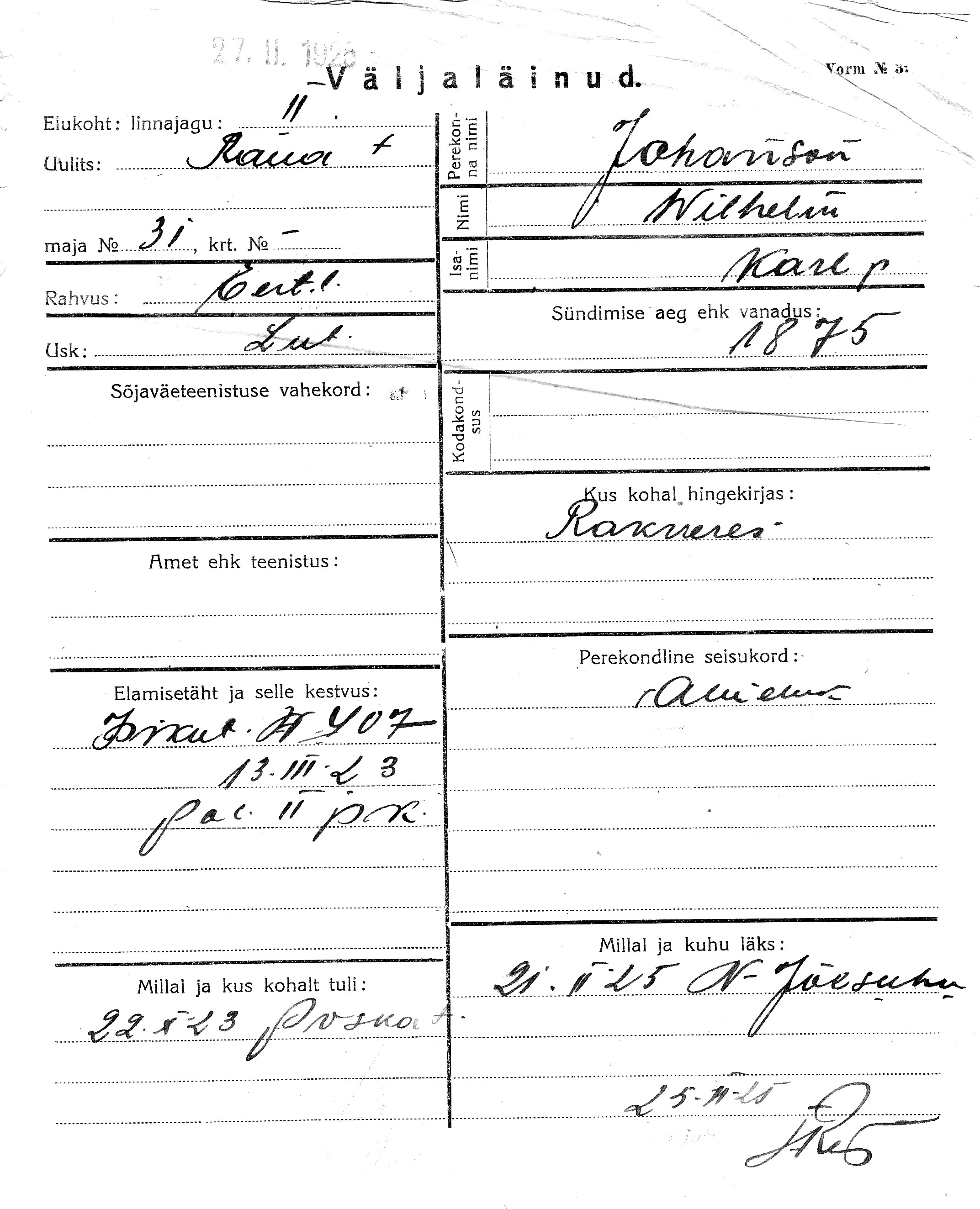 Johanson, Wilhelm, Karl