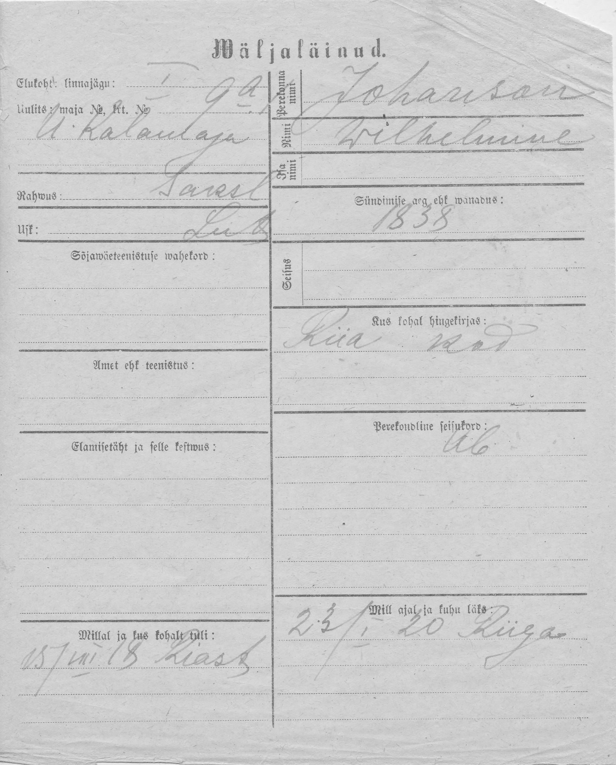 Johanson, Wilhelmine