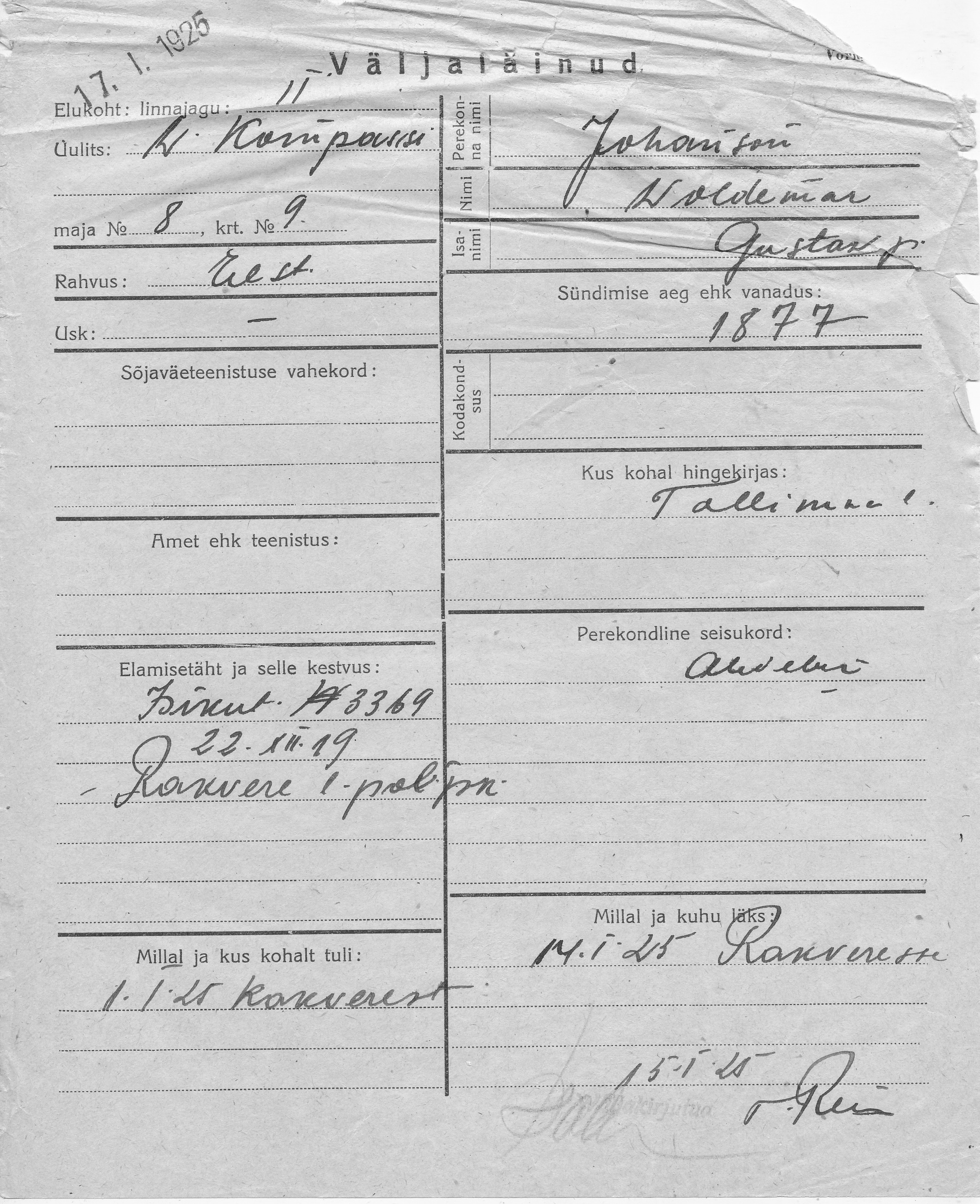 Johanson, Woldemar, Gustaw