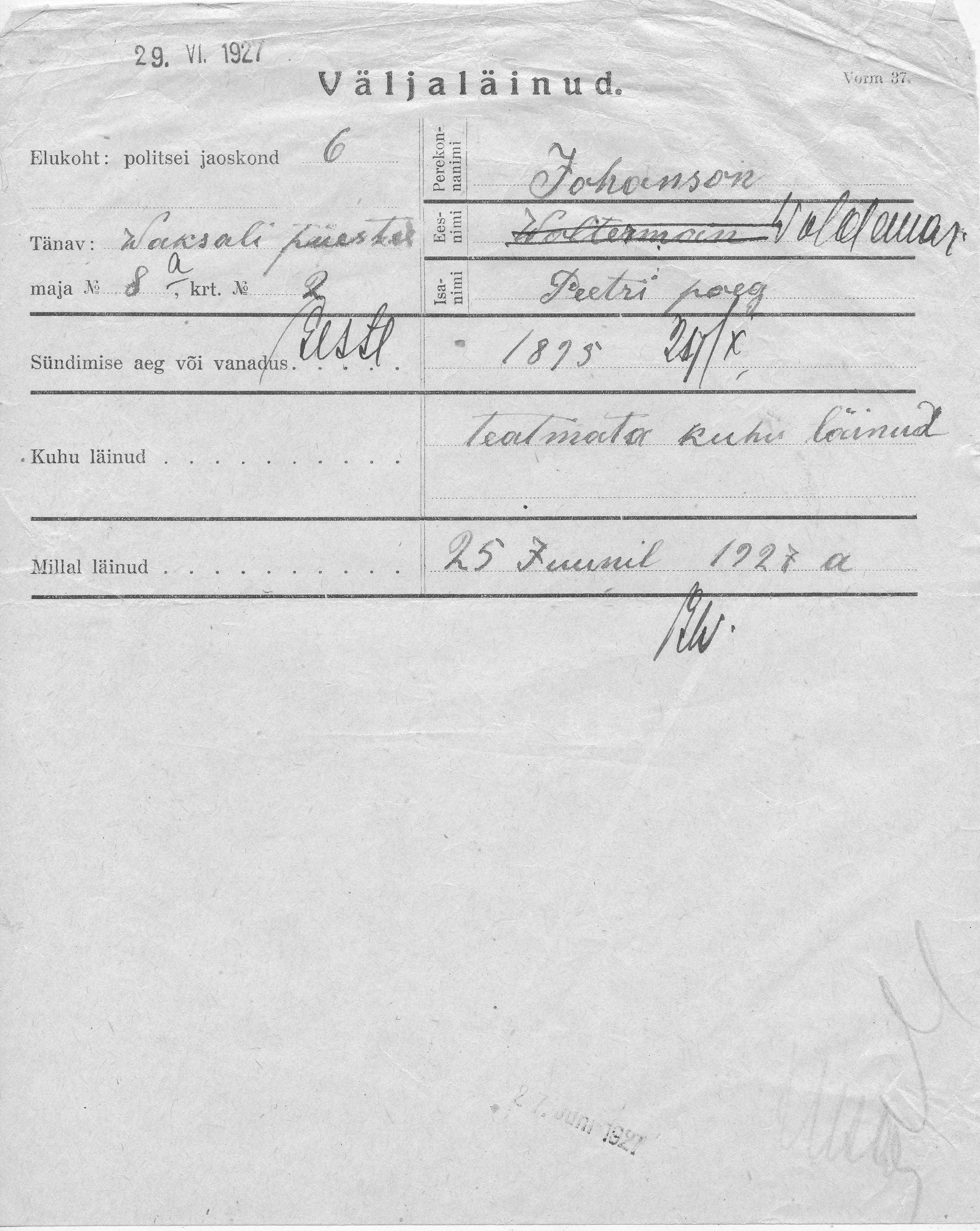 Johanson, Woldemar, Peeter