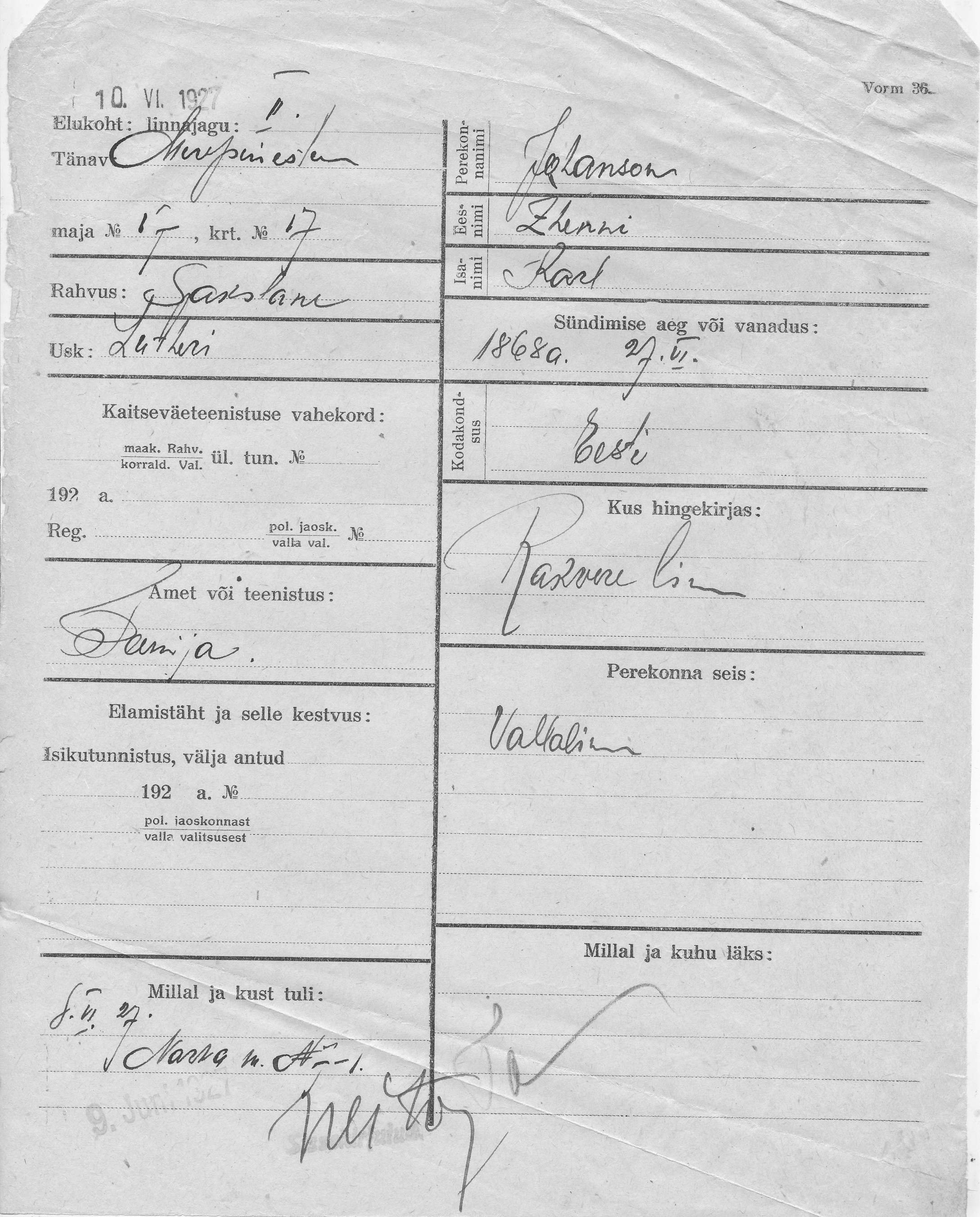 Johanson, Zhenni, Karl