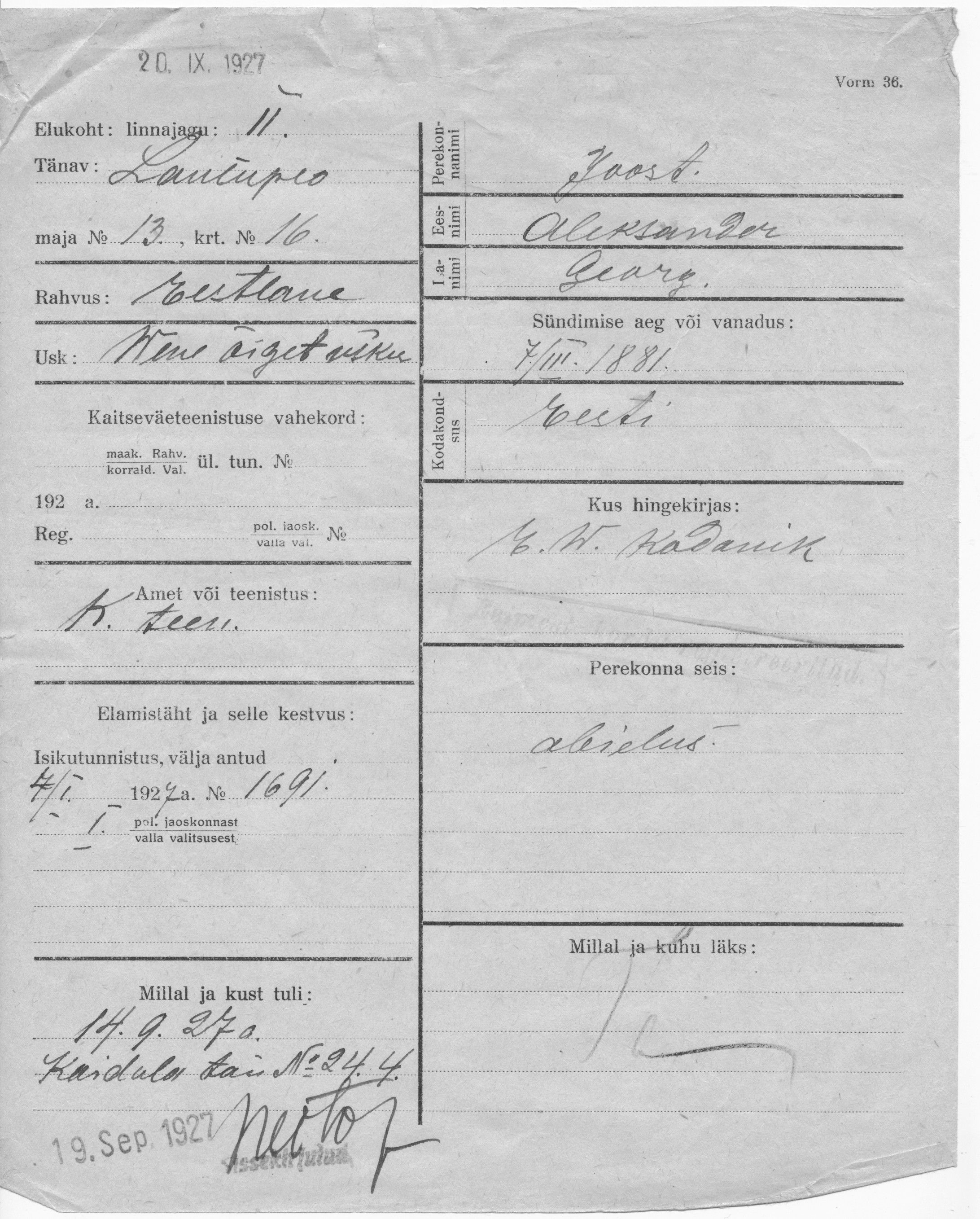 Joost, Aleksander, Georg