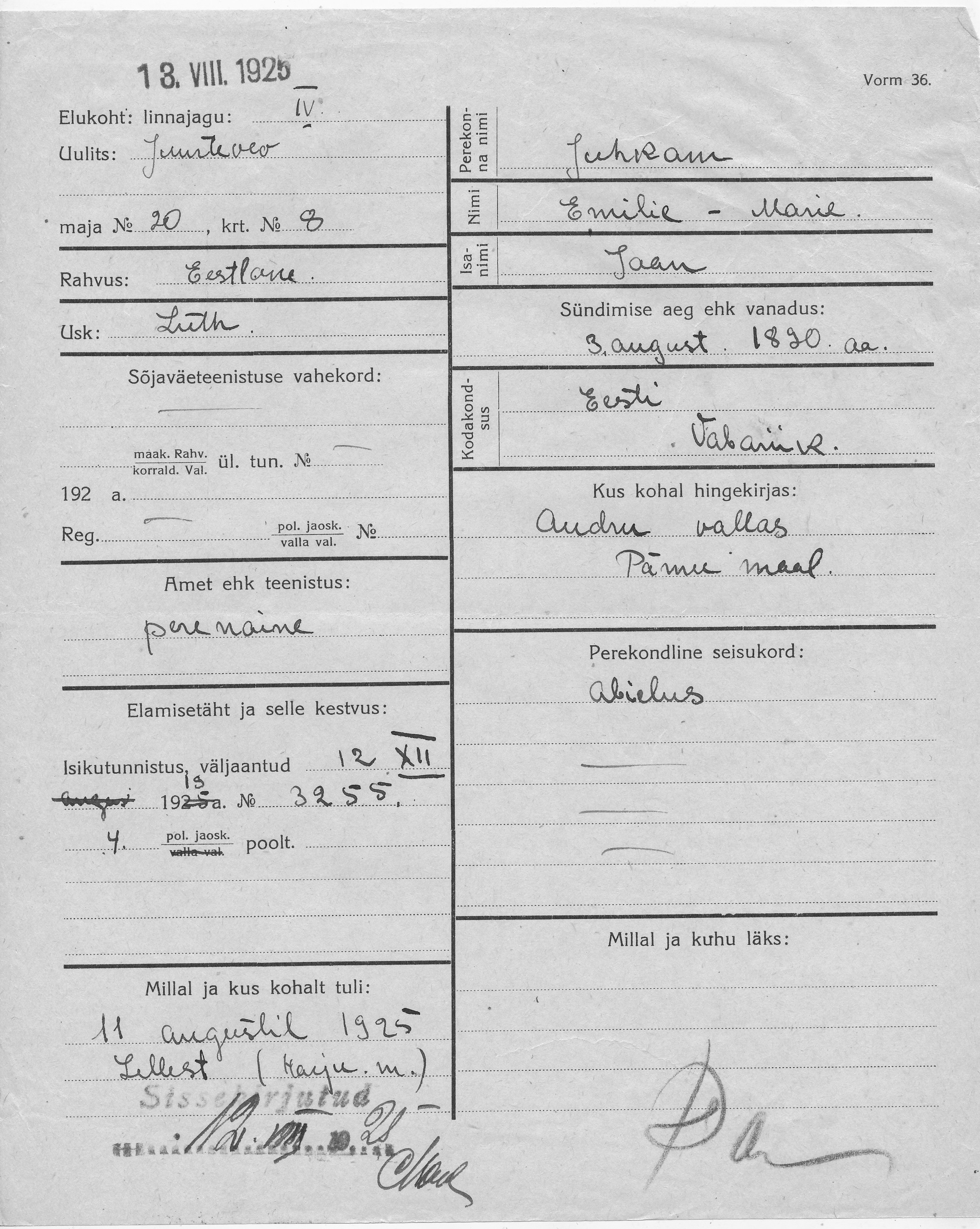 Juhkam, Emilie-Marie, Jaan