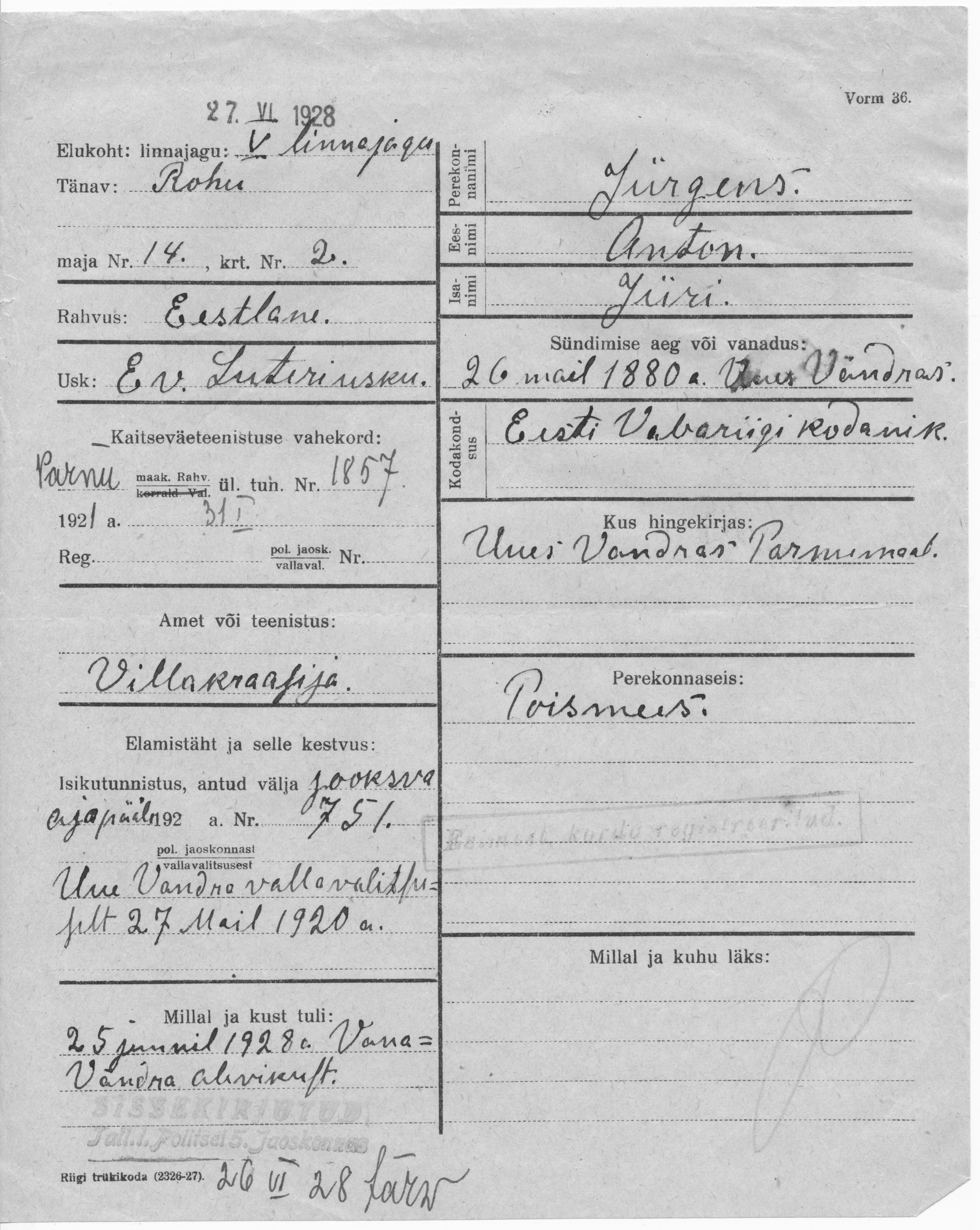 Jürgens, Anton, Jüri