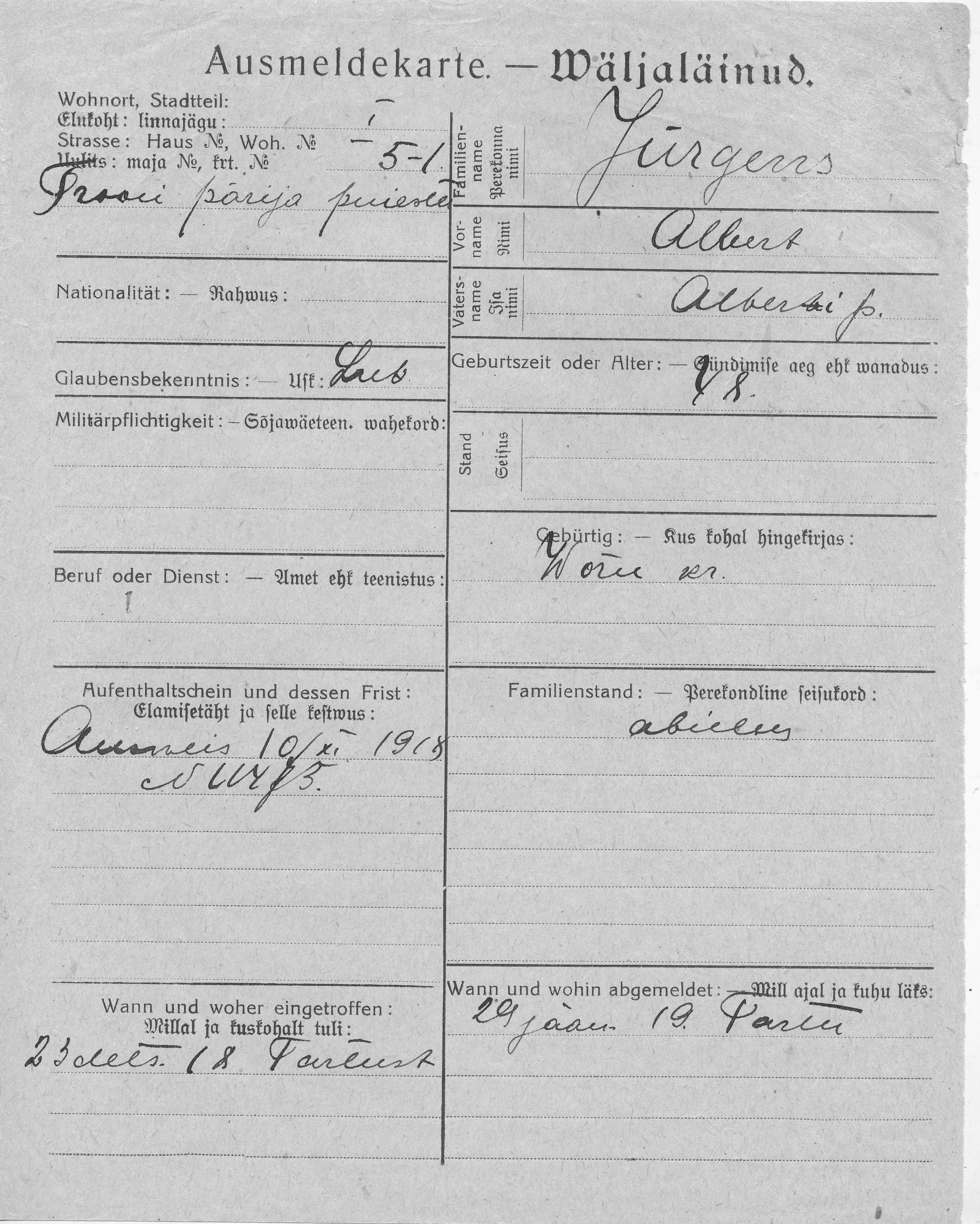 Jürgens, Albert, Albert