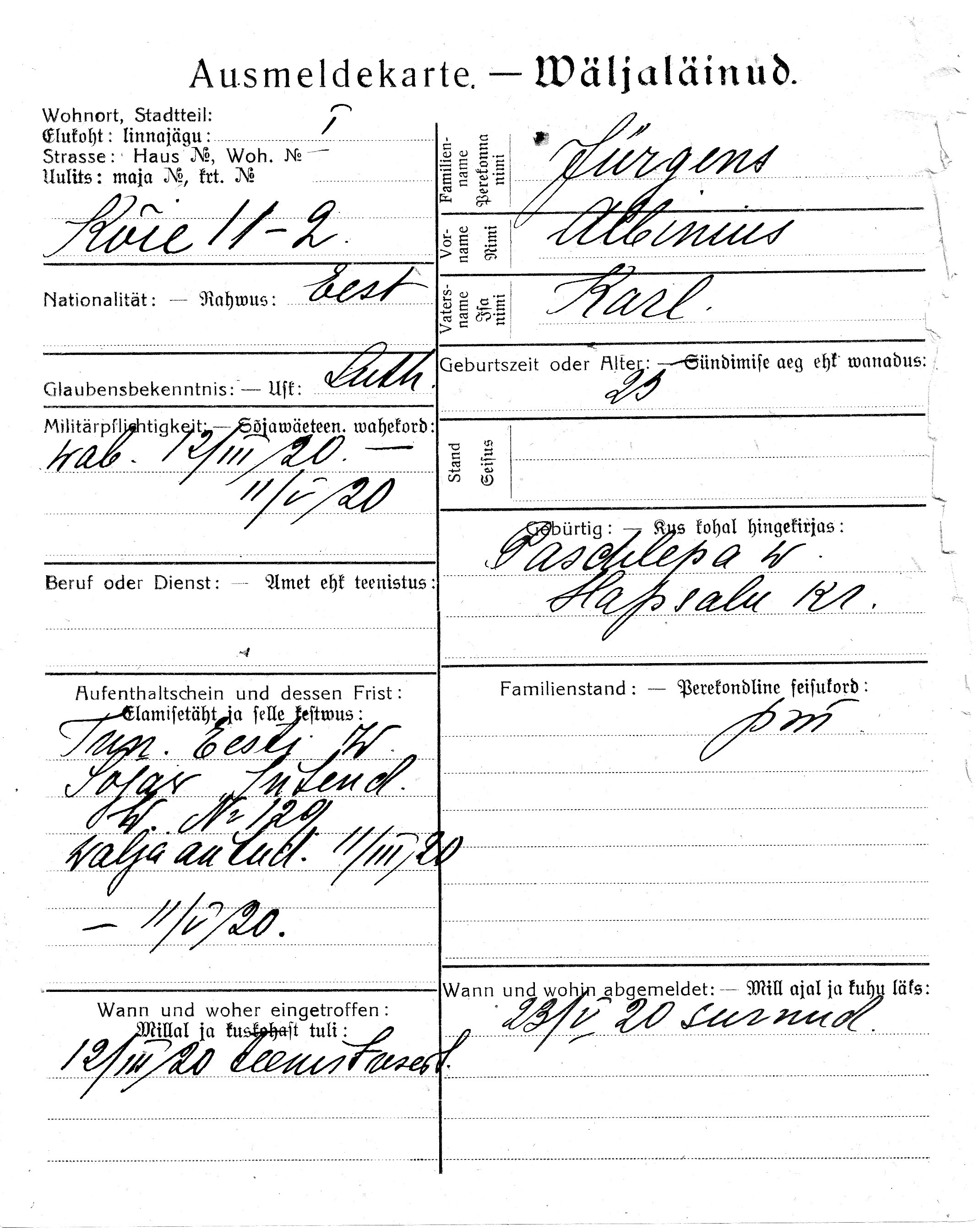 Jürgens, Albinius, Karl