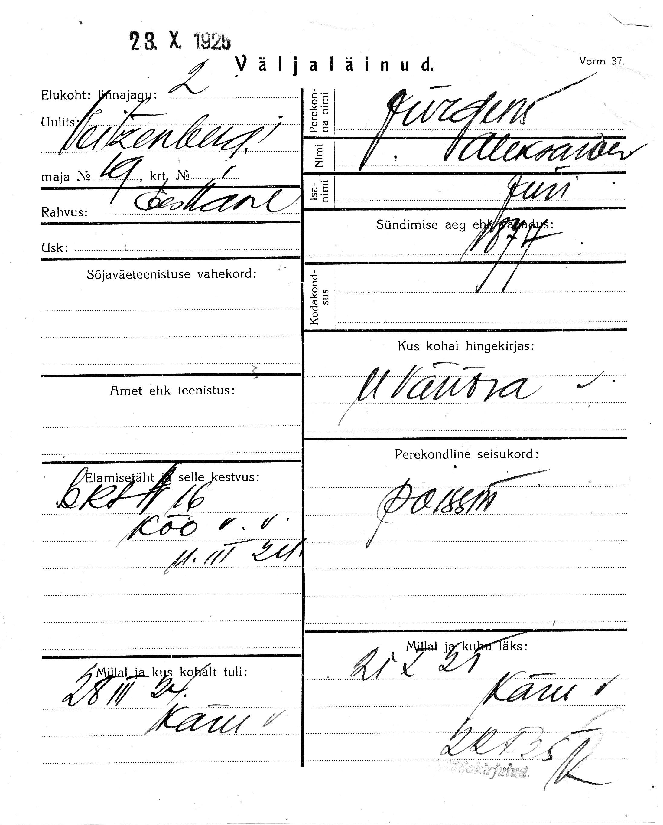 Jürgens, Aleksander, Jüri