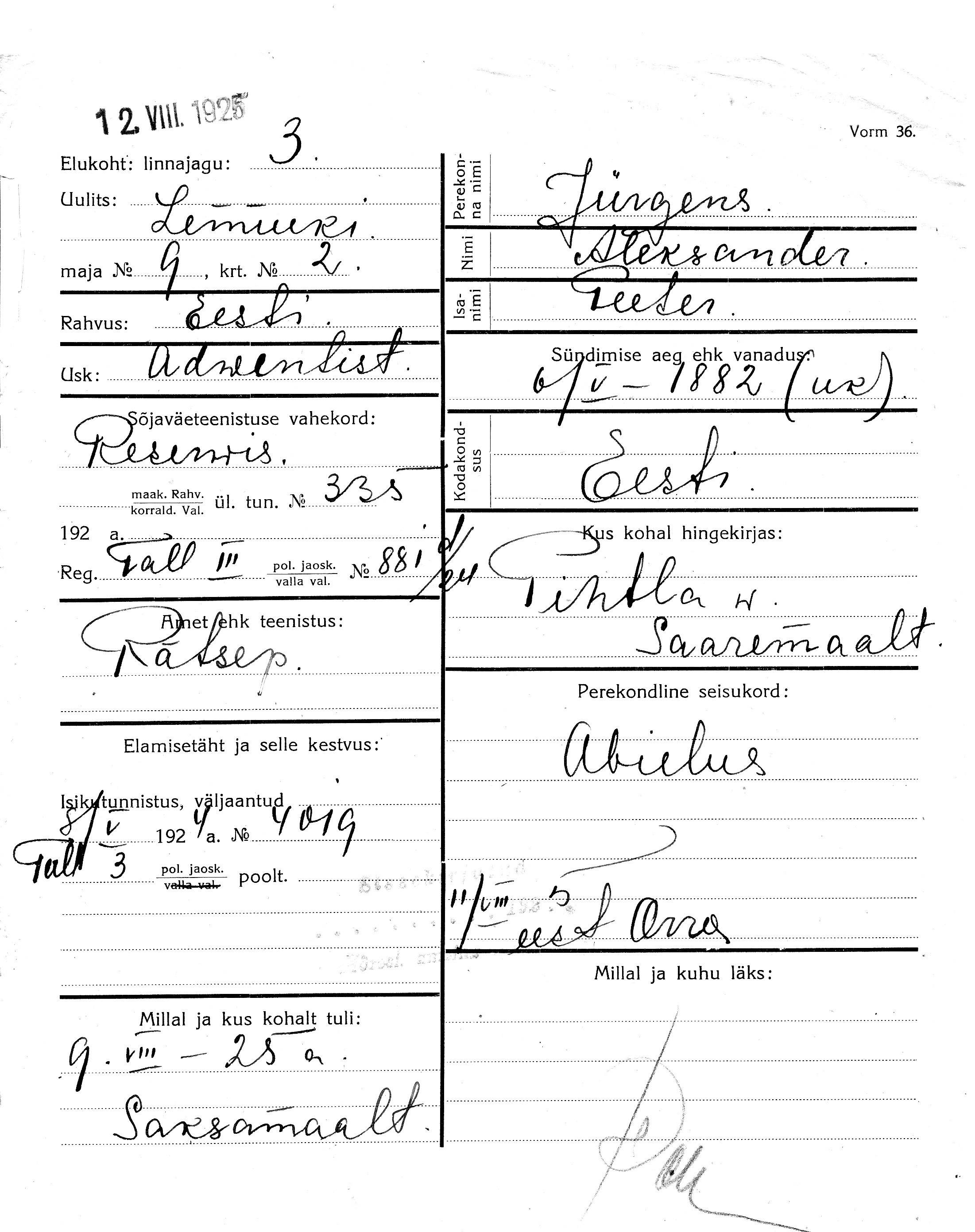 Jürgens, Aleksander, Peeter