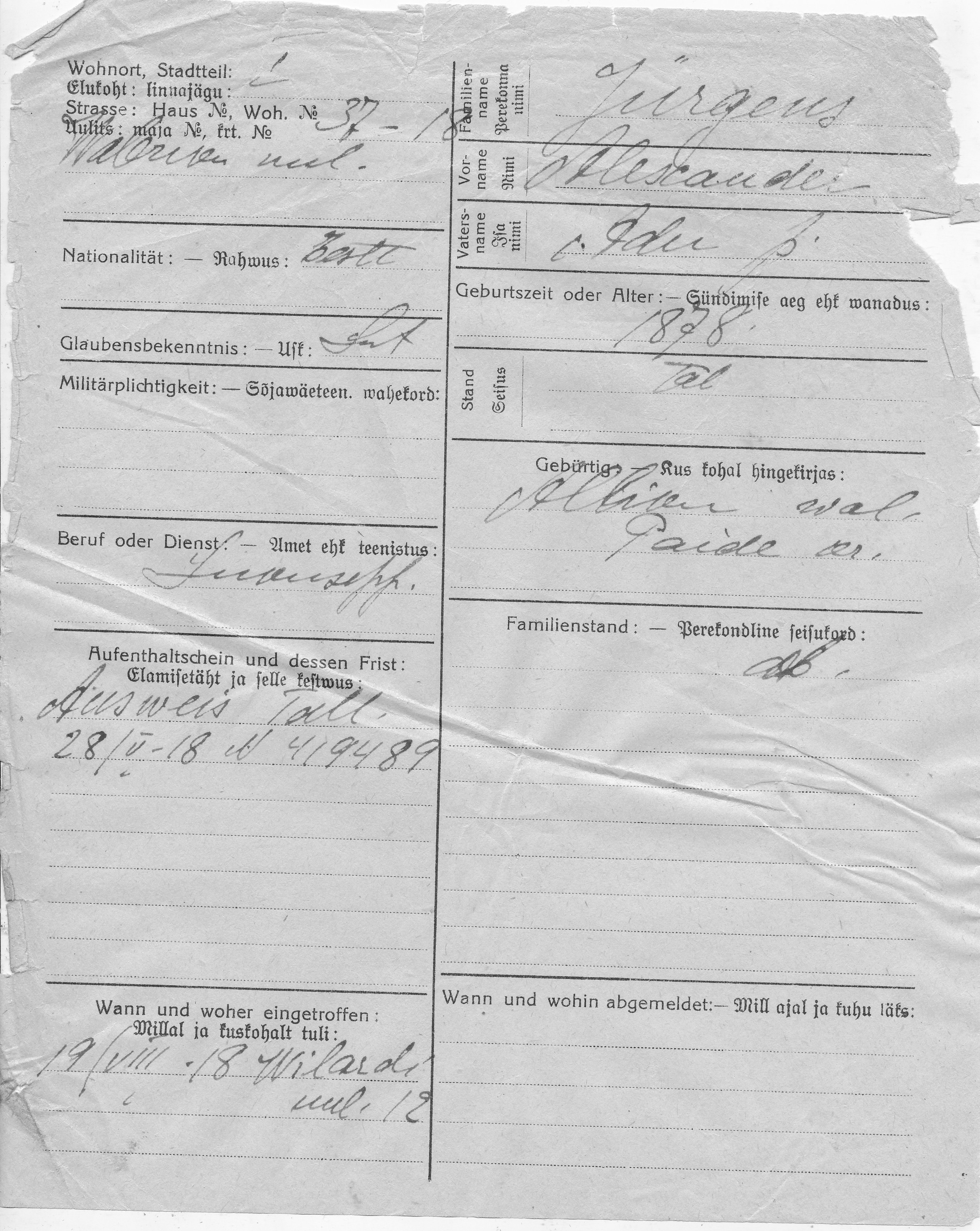 Jürgens, Alexander, Adu