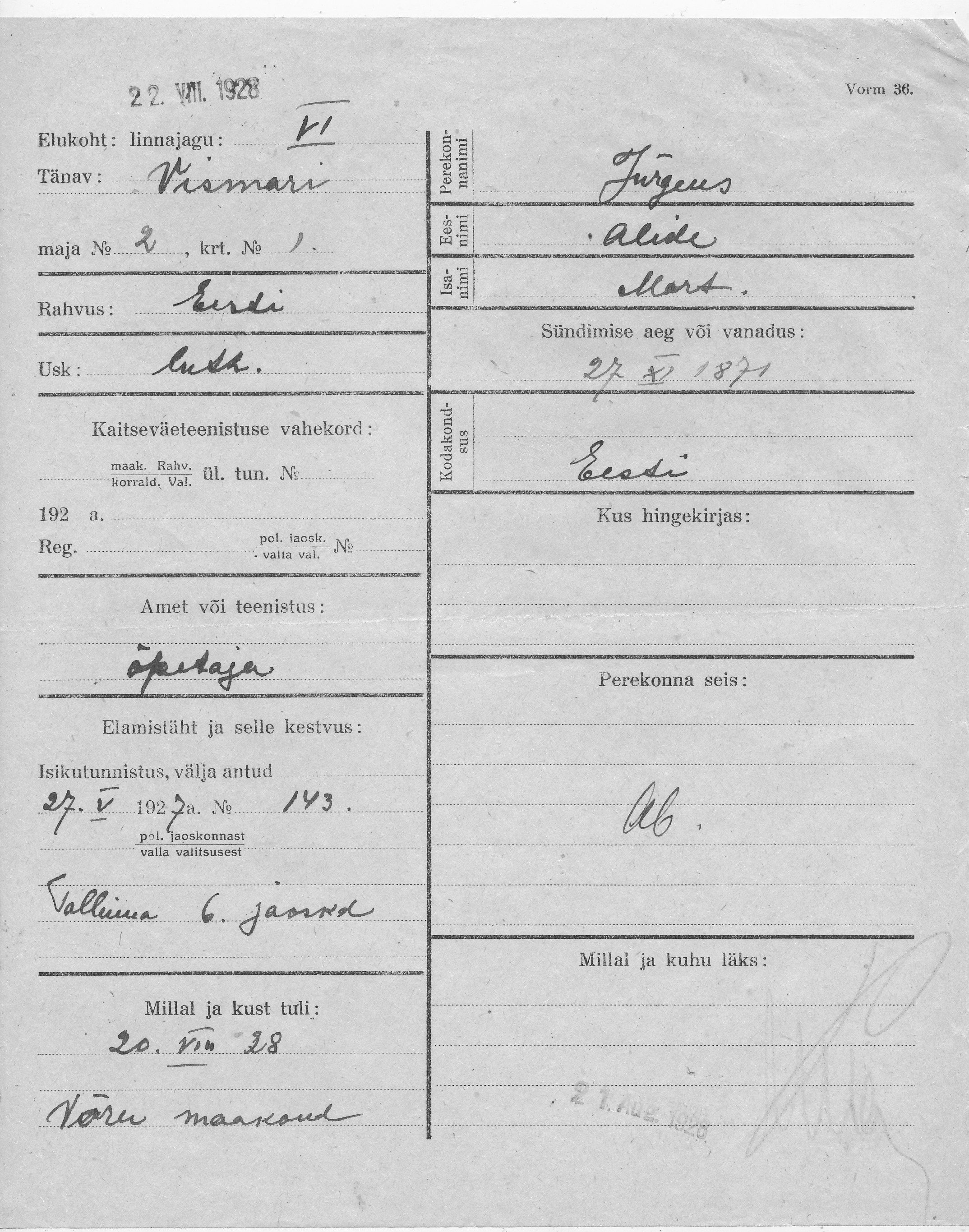 Jürgens, Alide, Mart