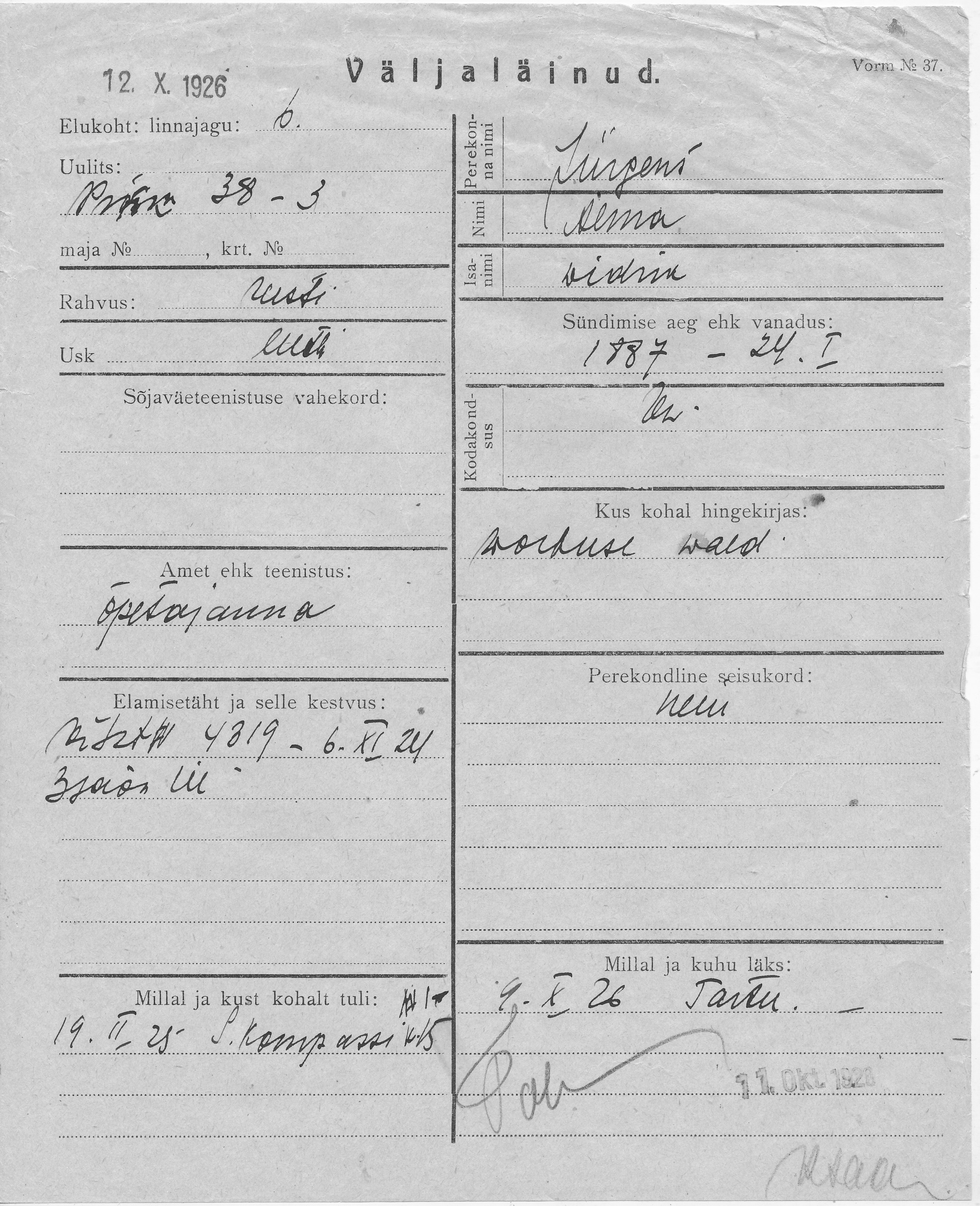 Jürgens, Alma, Widrik